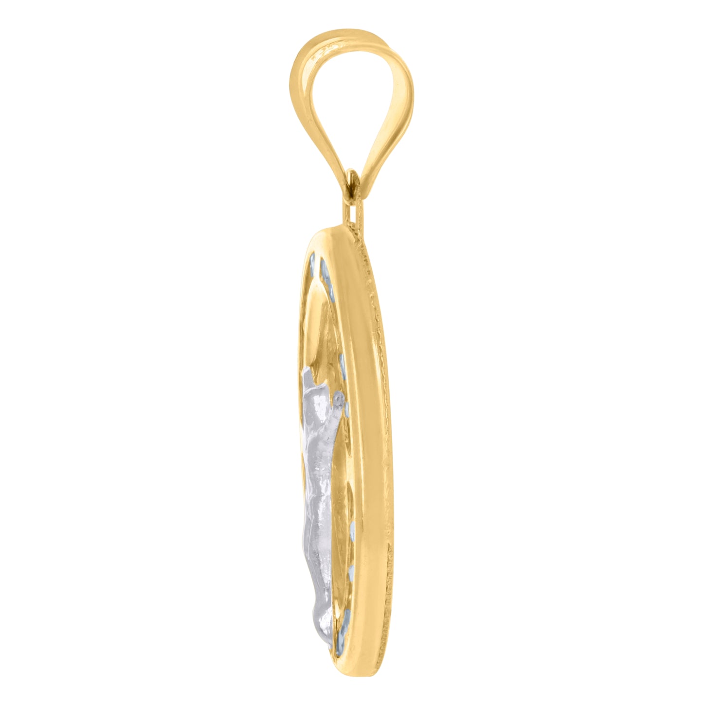 10K Two-Tone Gold Womens Cubic-Zirconia Crucifix Jesus Religious Charm Pendant