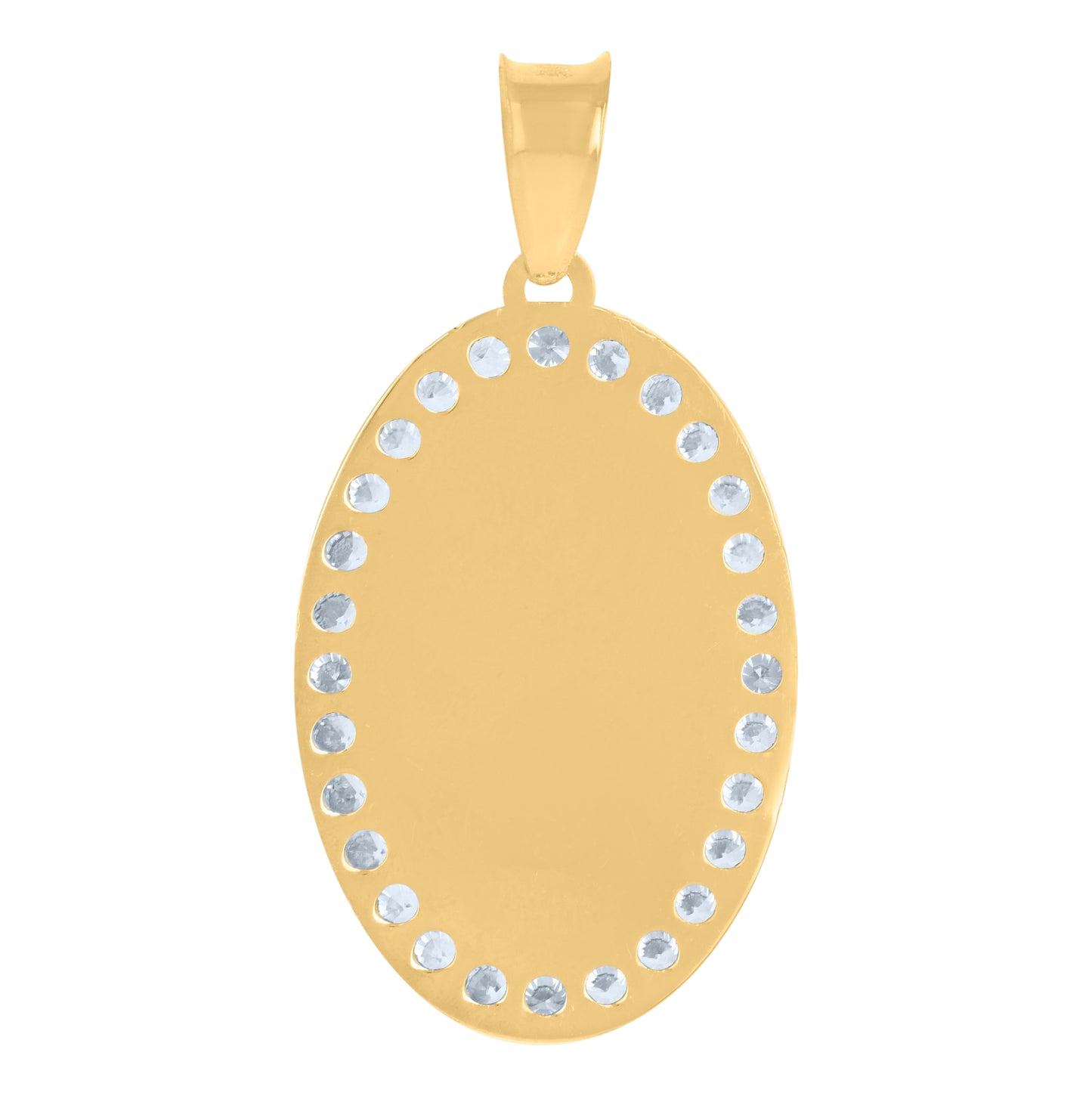 10K Tri-Color Gold Mens Cubic-Zirconia Jesus Religious Charm Pendant