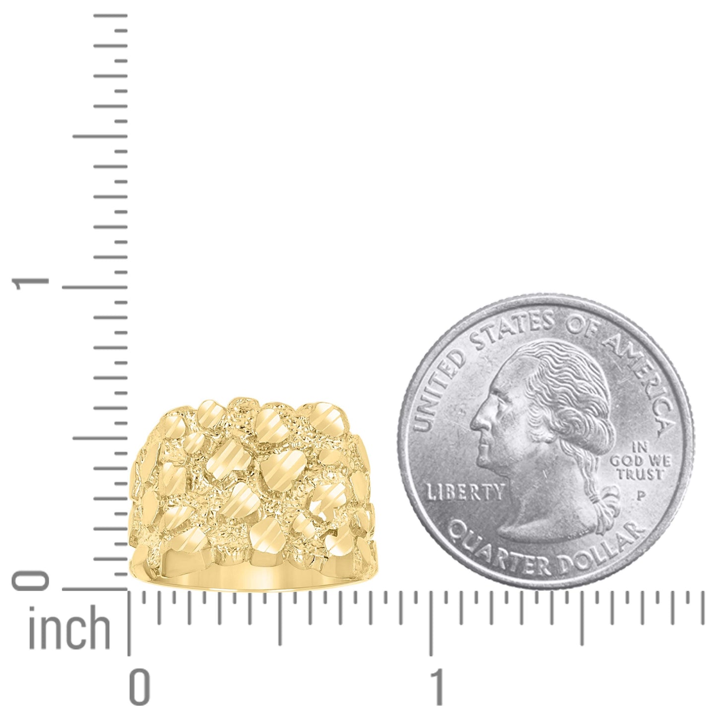 10K Yellow Gold Unisex Diamond-cut Nugget Fashion Ring