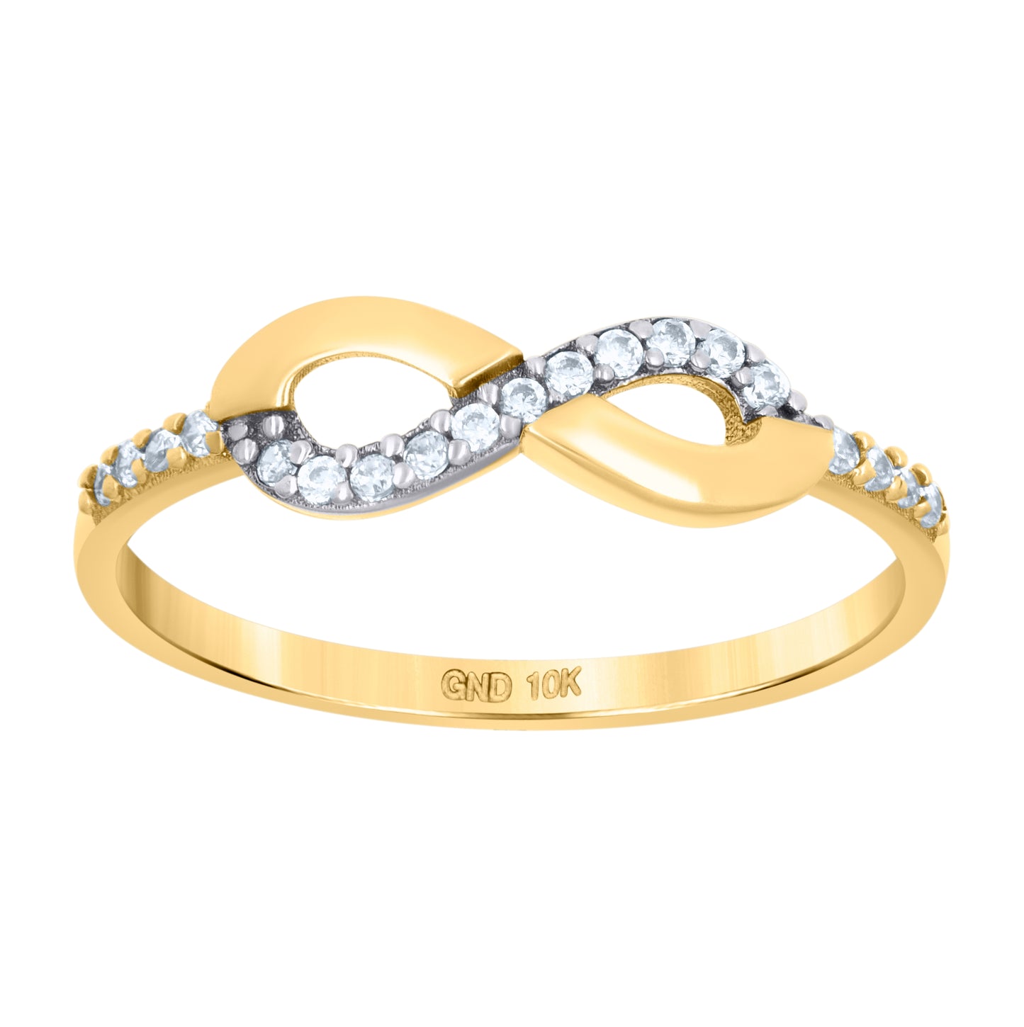10K Two-Tone Gold Womens Cubic-Zirconia Love Symbol Infinity Ring