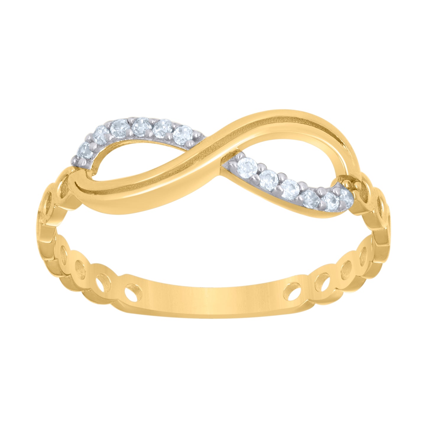 10K Two-Tone Gold Womens Cubic-Zirconia Love Symbol Infinity Ring