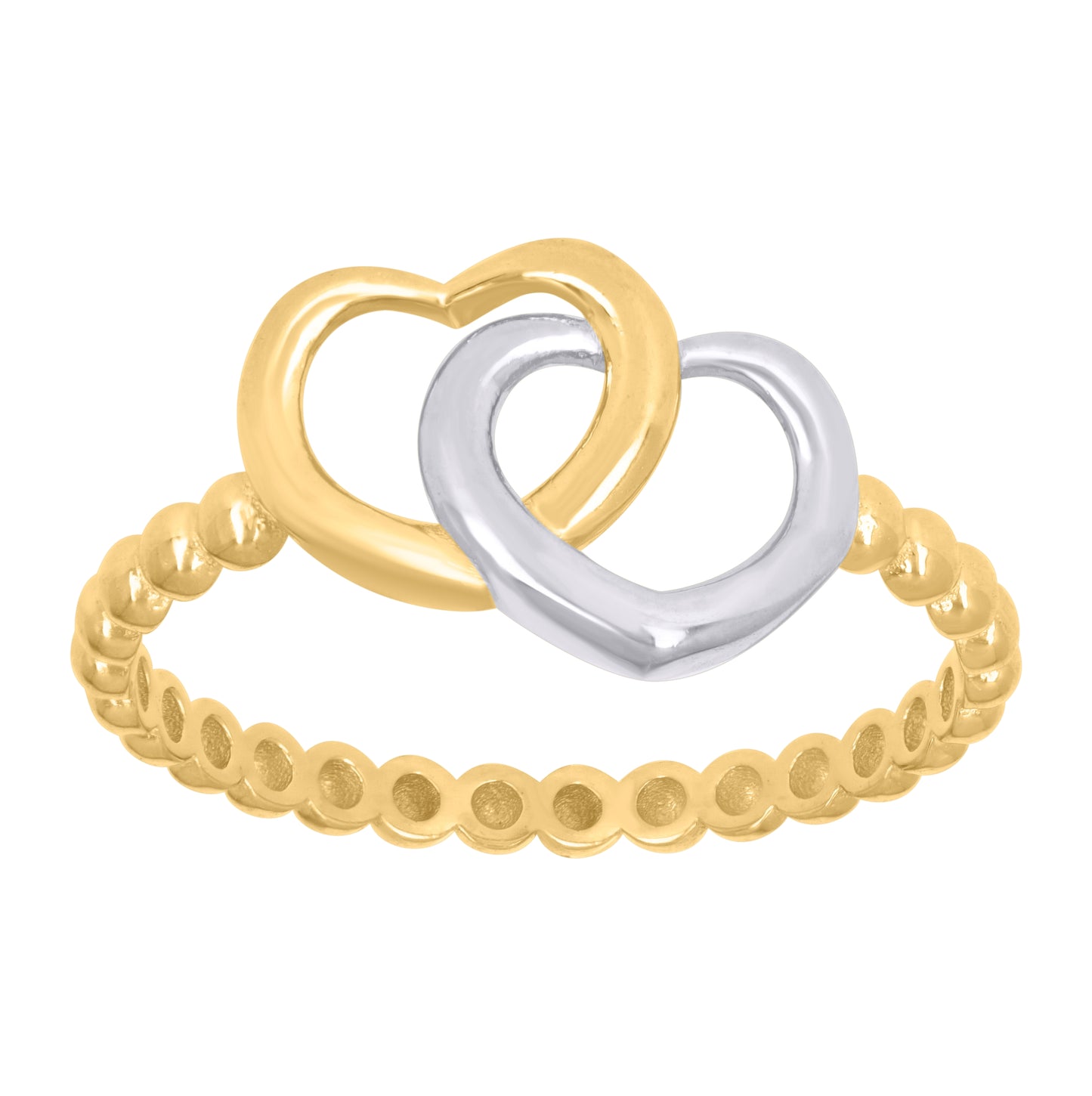 10K Two-Tone Gold Womens Intertwined Heart Ring