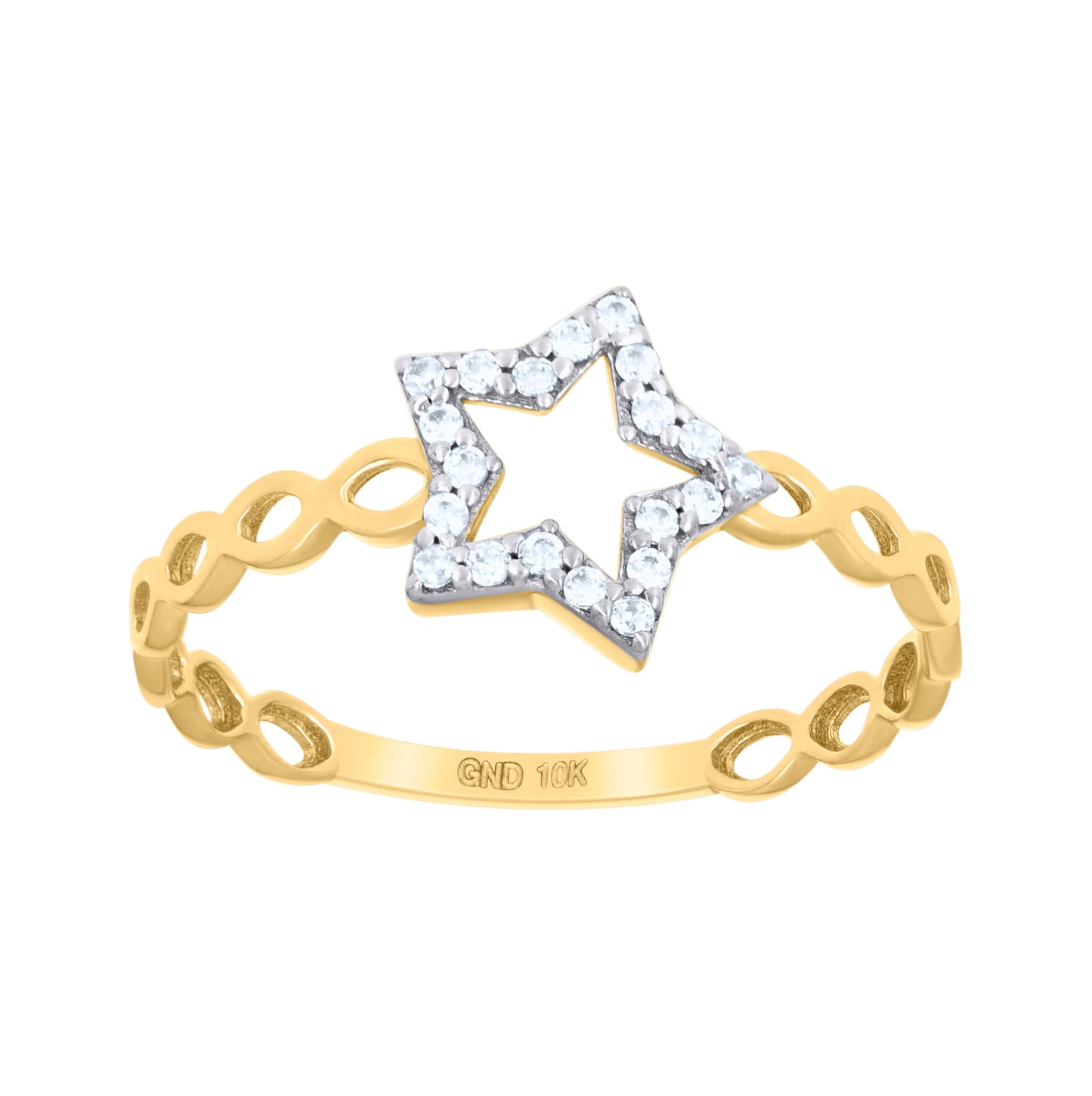 10K Two-Tone Gold Womens Cubic-Zirconia Star Fashion Ring