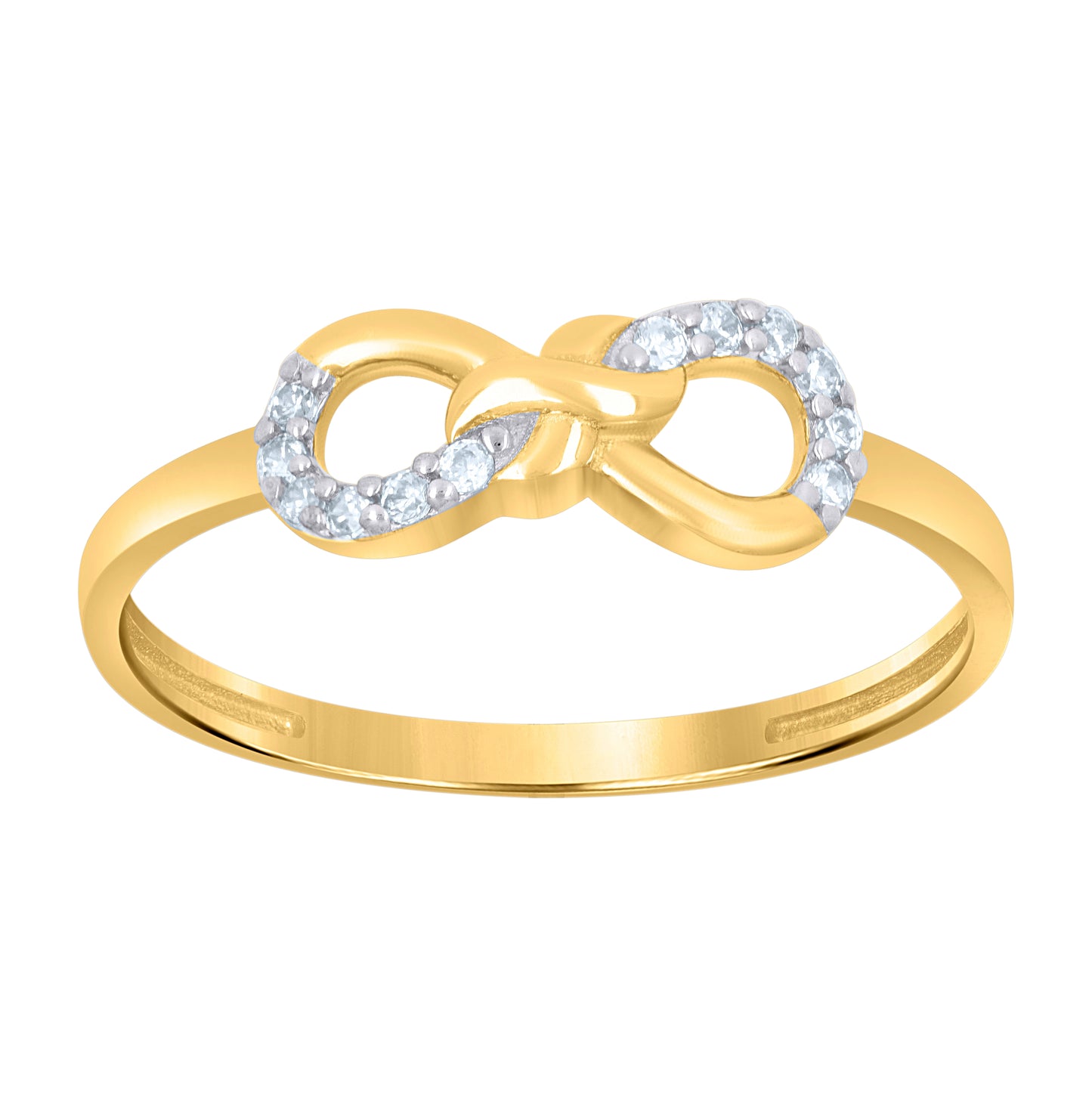 10K Two-Tone Gold Womens Cubic-Zirconia Love Symbol Infinity Ring