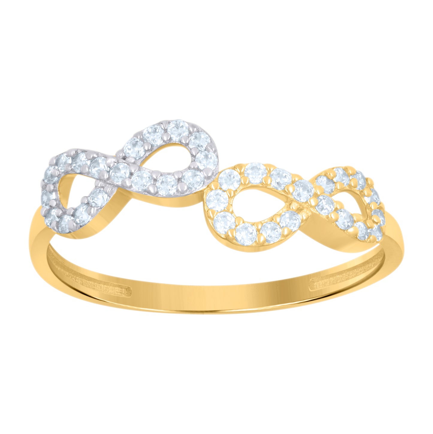 10K Two-Tone Gold Womens Cubic-Zirconia Love Symbol Infinity Ring