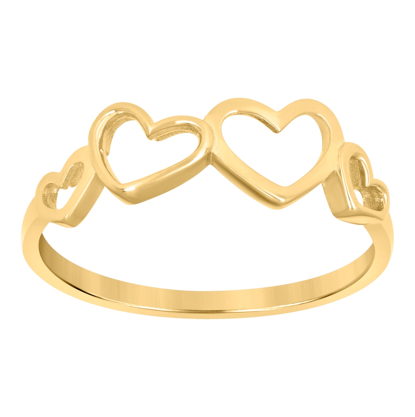 10K Yellow Gold Womens Heart Love Ring