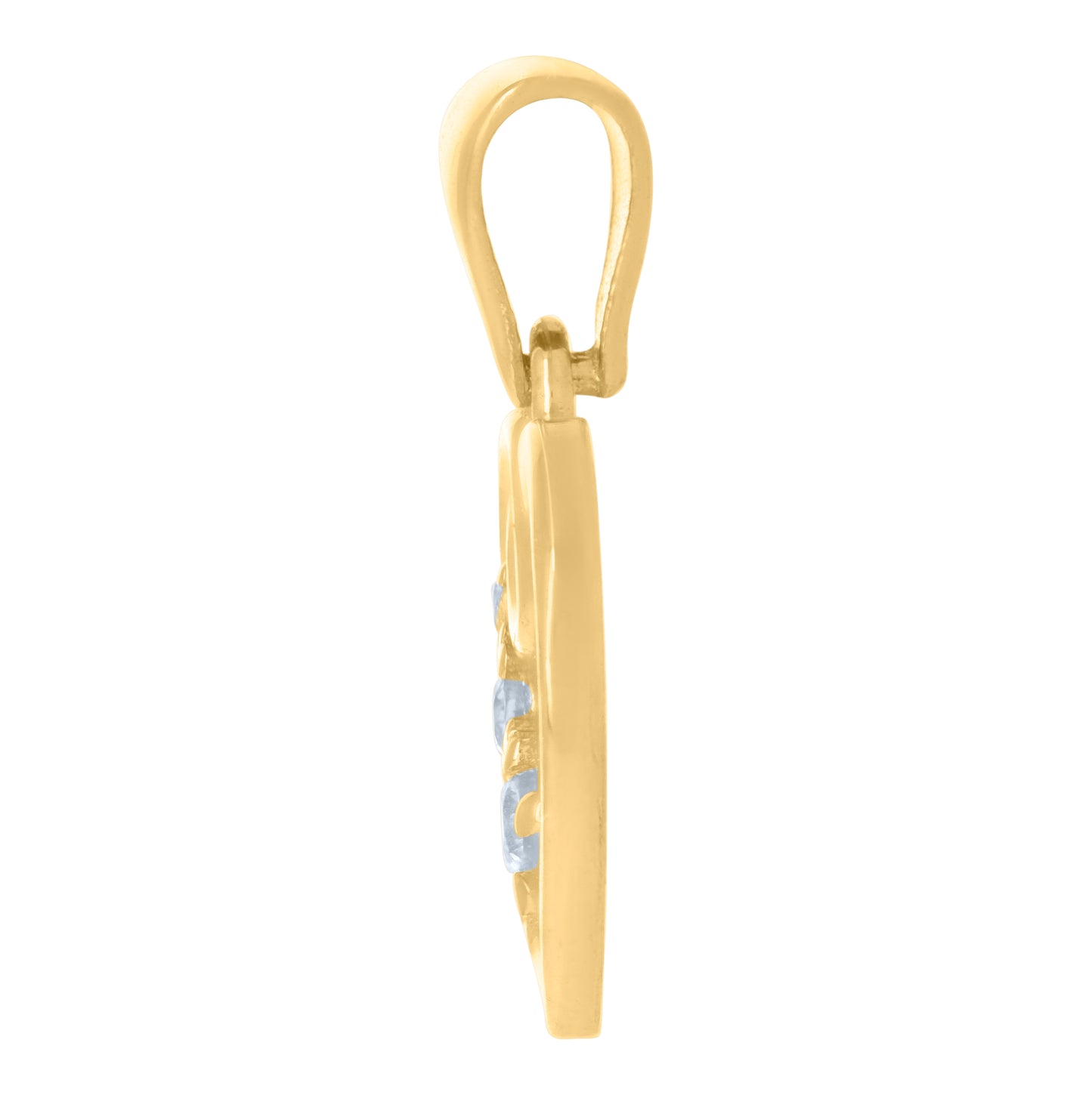 10K Yellow Gold Womens Cubic-Zirconia Heart Cross Religious Charm Pendant