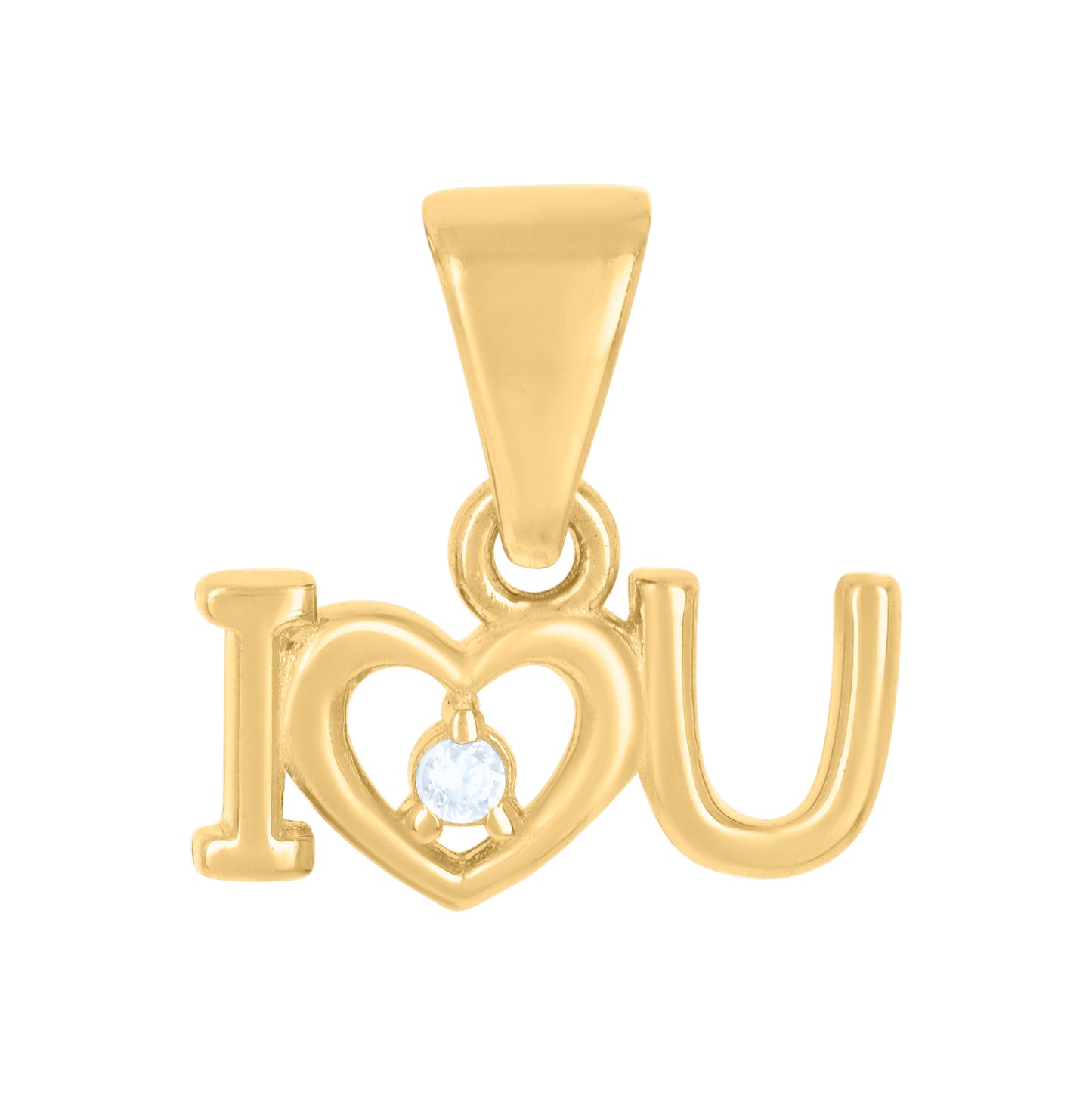 10K Yellow Gold Womens Cubic-Zirconia I Love U Heart Charm Pendant