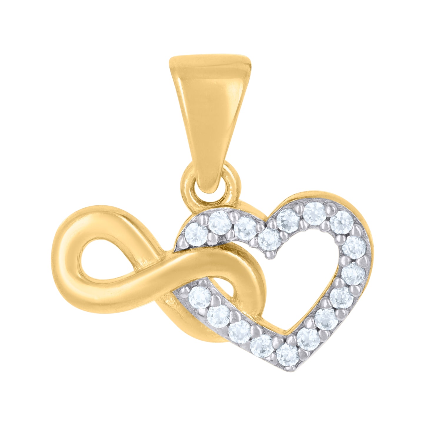10K Two-tone Gold Womens Cubic-Zirconia Love Symbol Infinity Heart Charm Pendant