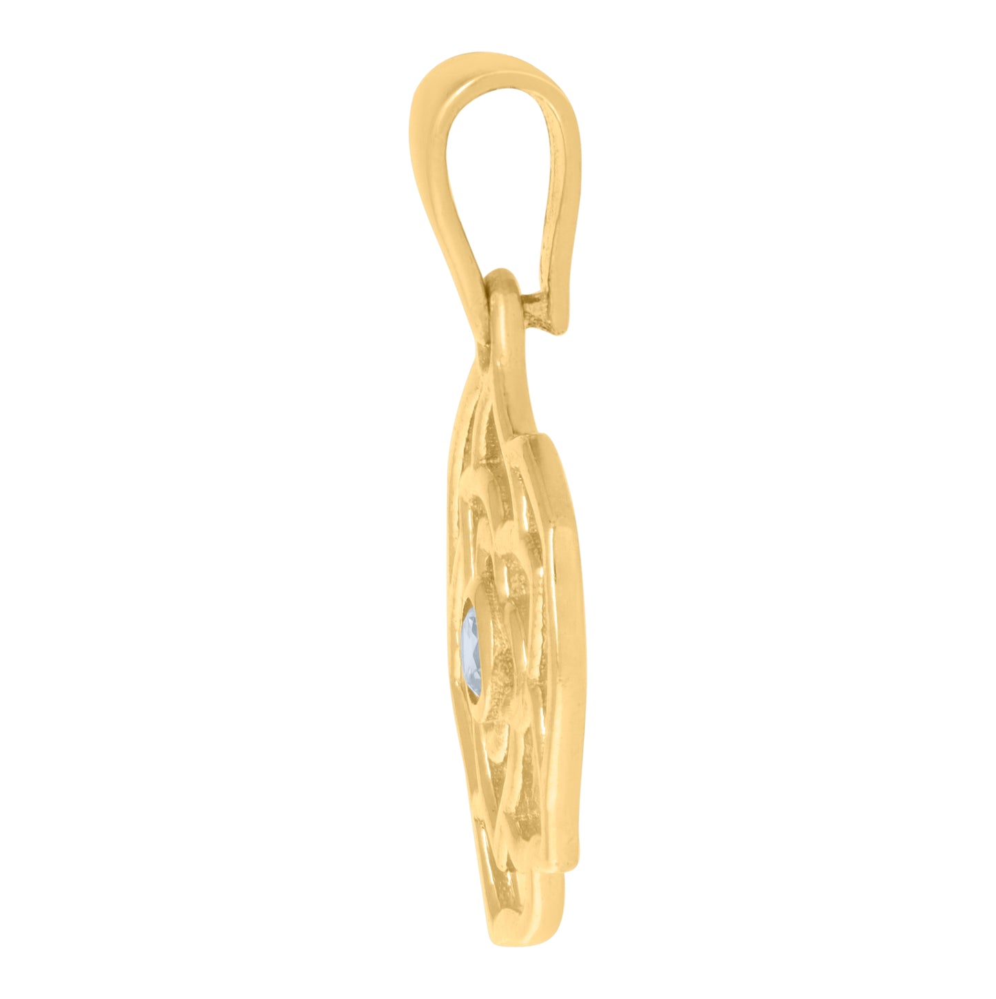 10K Yellow Gold Womens Cubic-Zirconia Flower Fashion Charm Pendant