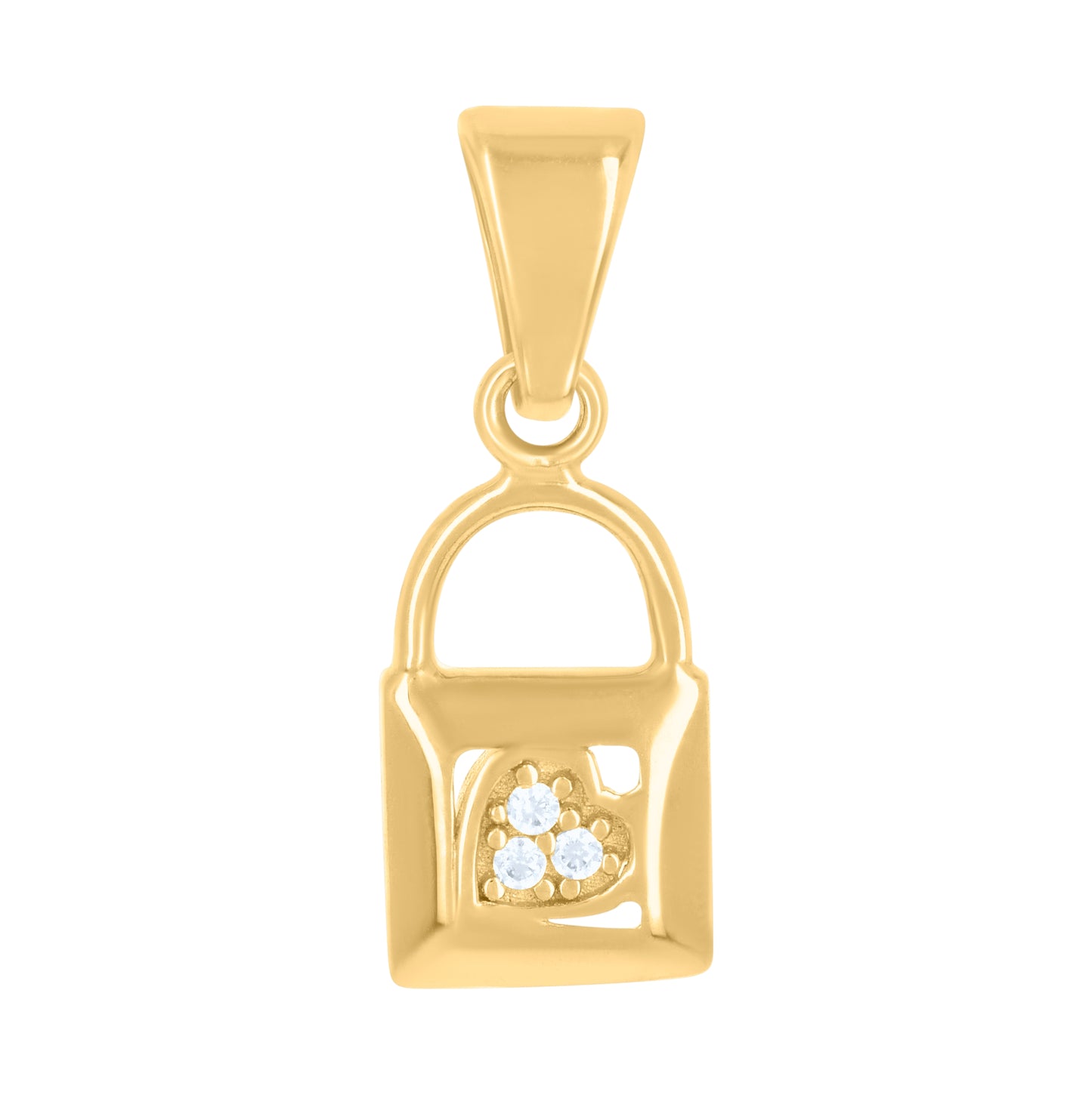 10K Yellow Gold Womens Cubic-Zirconia Lock Charm Pendant