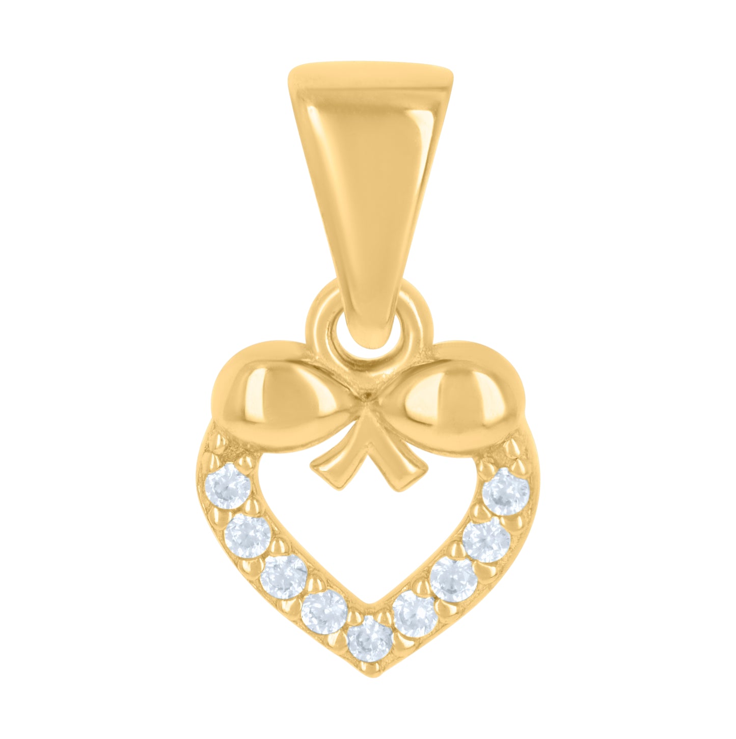 10K Yellow Gold Womens Cubic-Zirconia Heart Charm Pendant