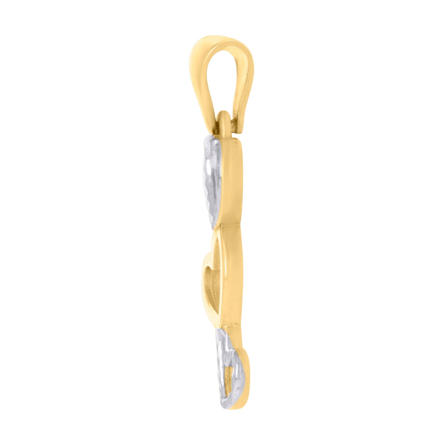 10K Two-tone Gold Womens Triple Heart Charm Pendant