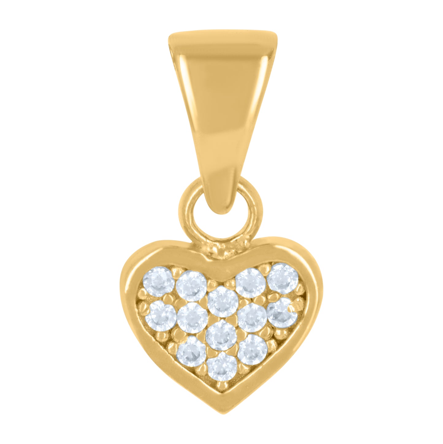 10K Yellow Gold Womens Cubic-Zirconia Heart Charm Pendant