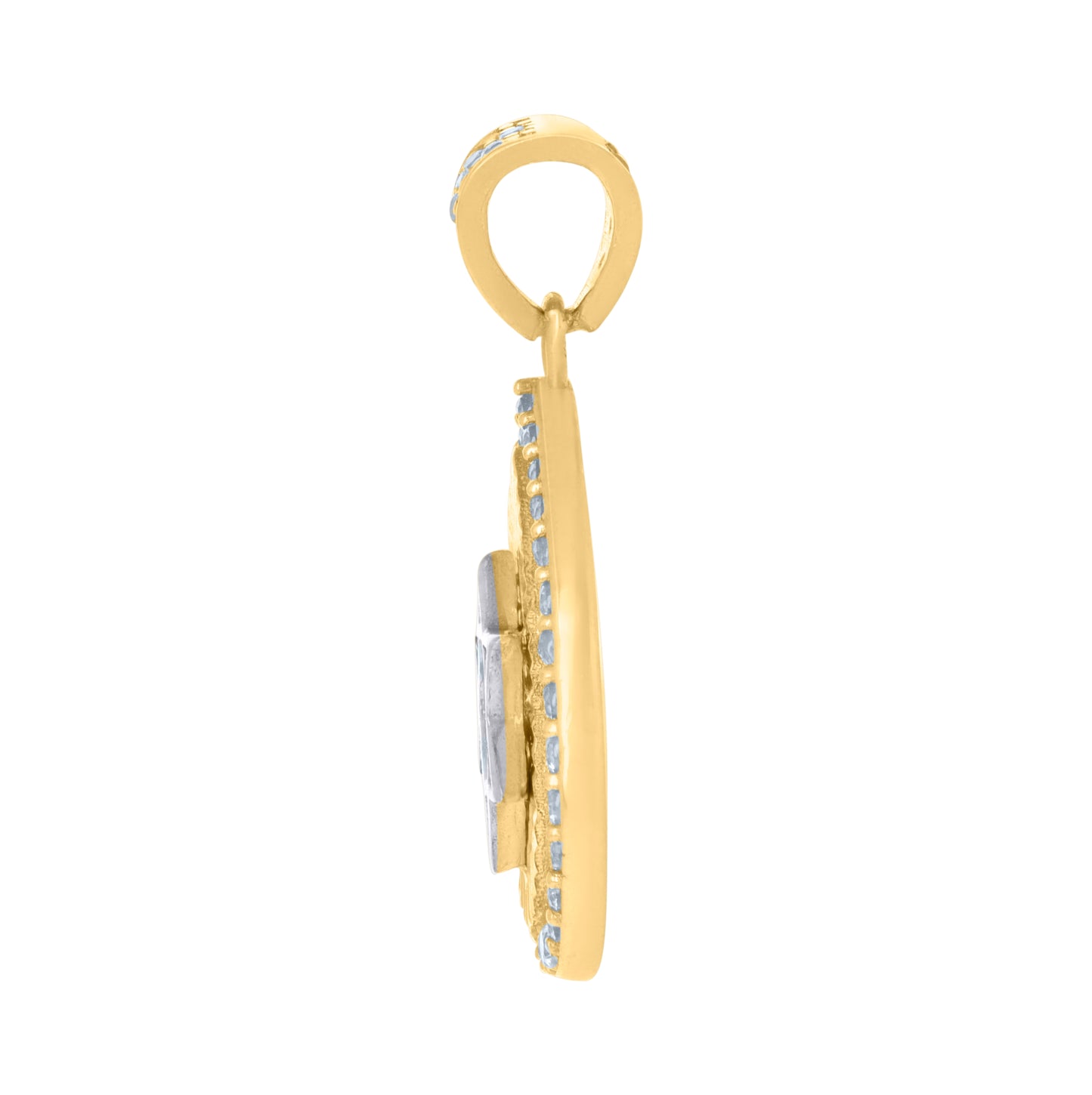 10K Two-tone Gold Womens Cubic-Zirconia Tear Drop Star Of David Symbol Religious Charm Pendant