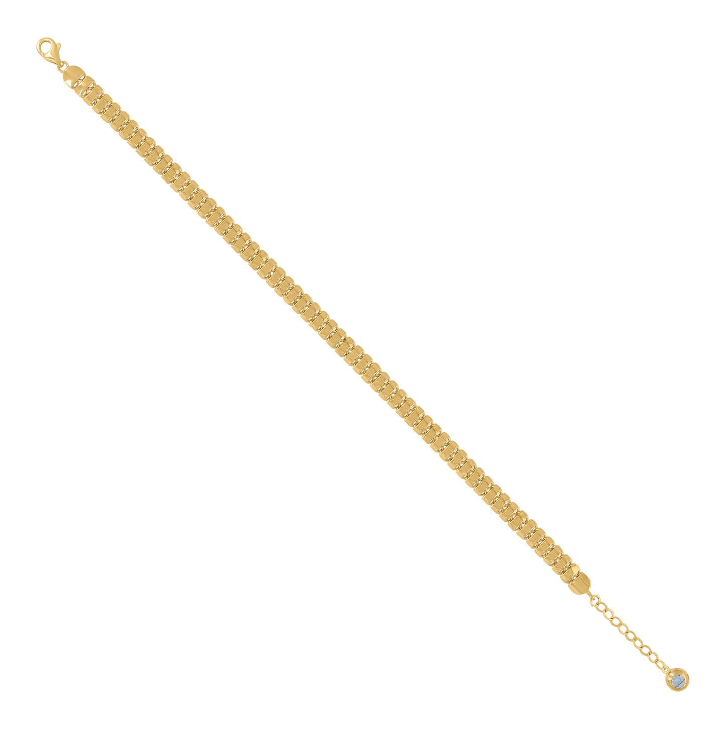 10K Yellow Gold Womens Cubic-Zirconia Fashion Link Bracelet Size 8 Inches