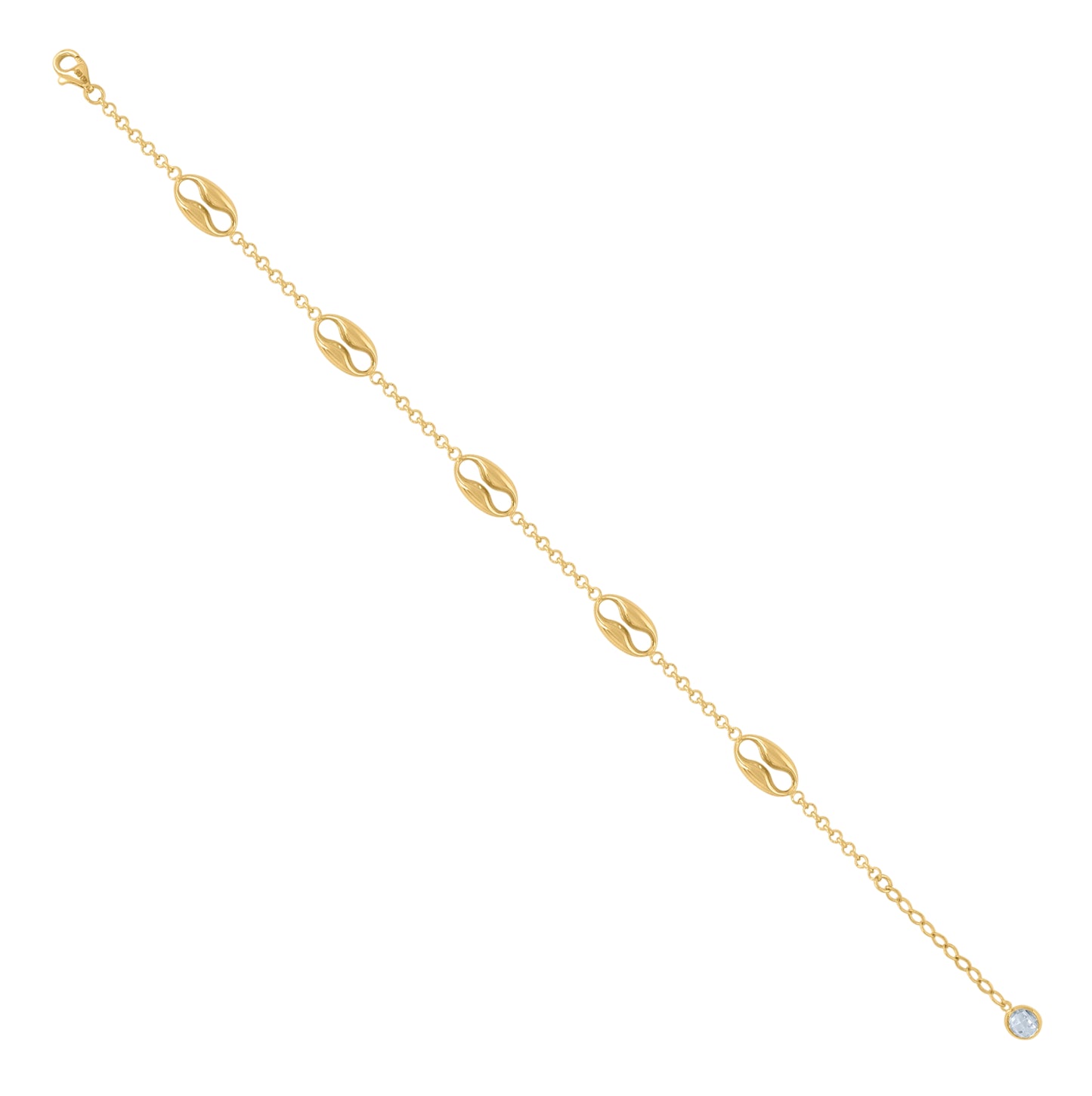 10K Yellow Gold Womens Cubic-Zirconia Infinity Link Charm 8" Bracelet