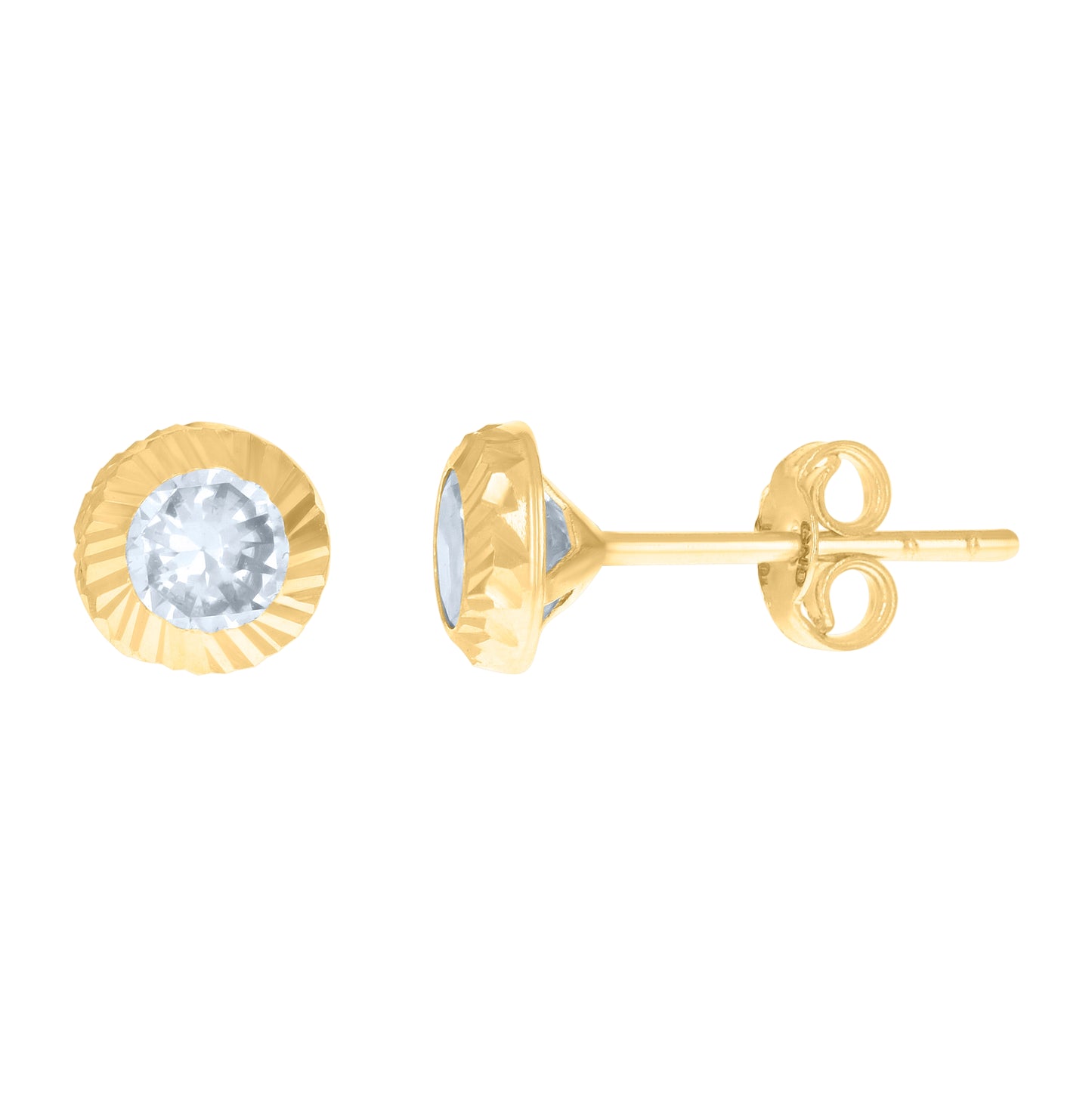 10K Yellow Gold Womens Cubic-Zirconia Round Stud Earrings