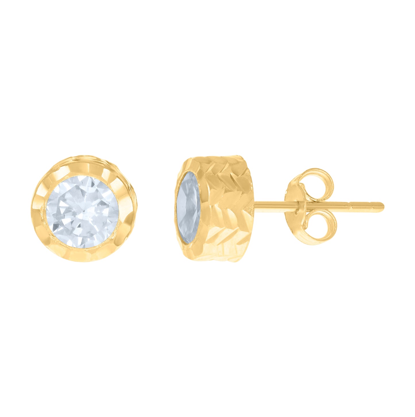 10K Yellow Gold Womens Cubic-Zirconia Round Stud Earrings