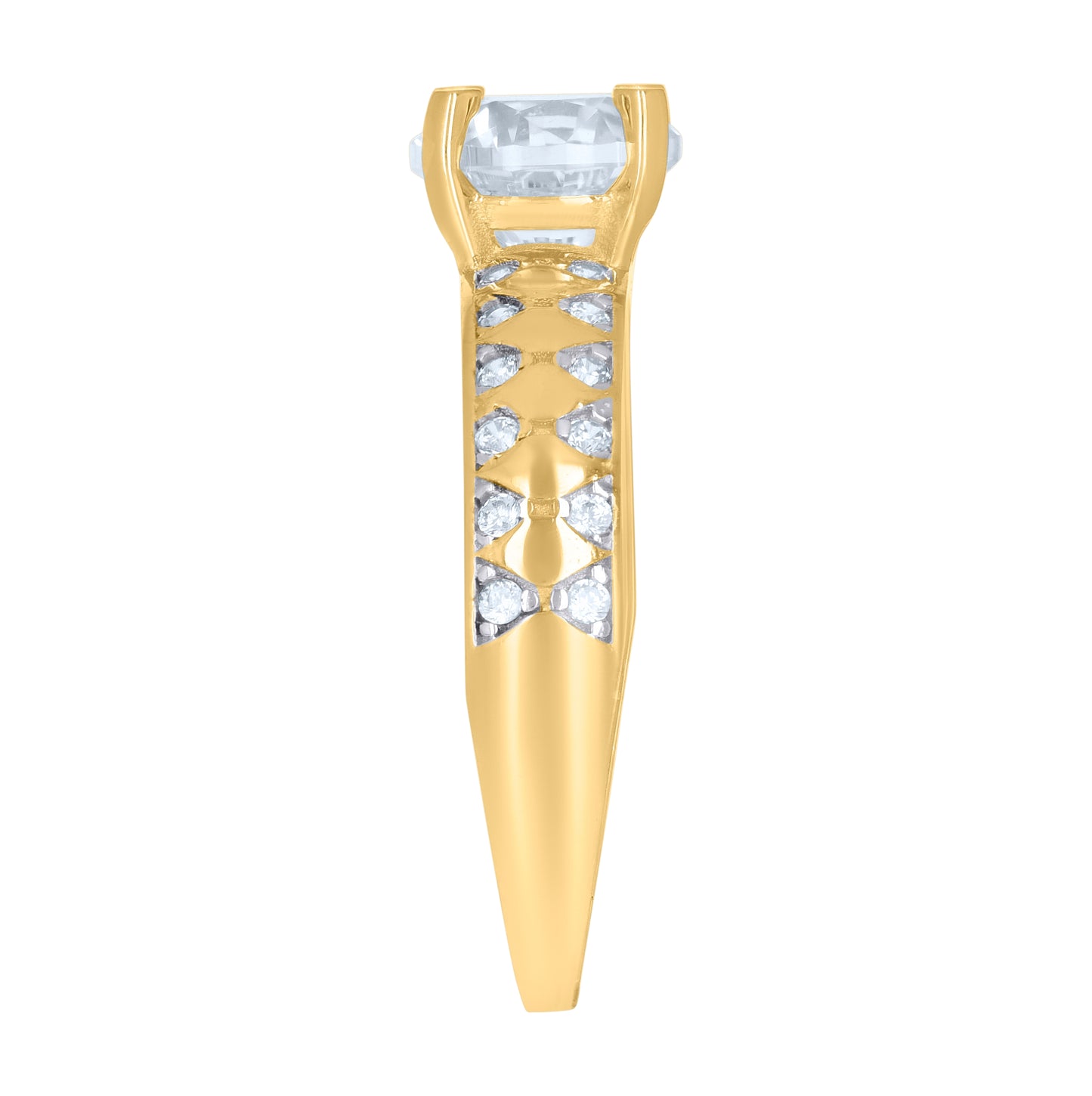 10K Two-tone Gold Womens Cubic-Zirconia Bridal Engagement Ring