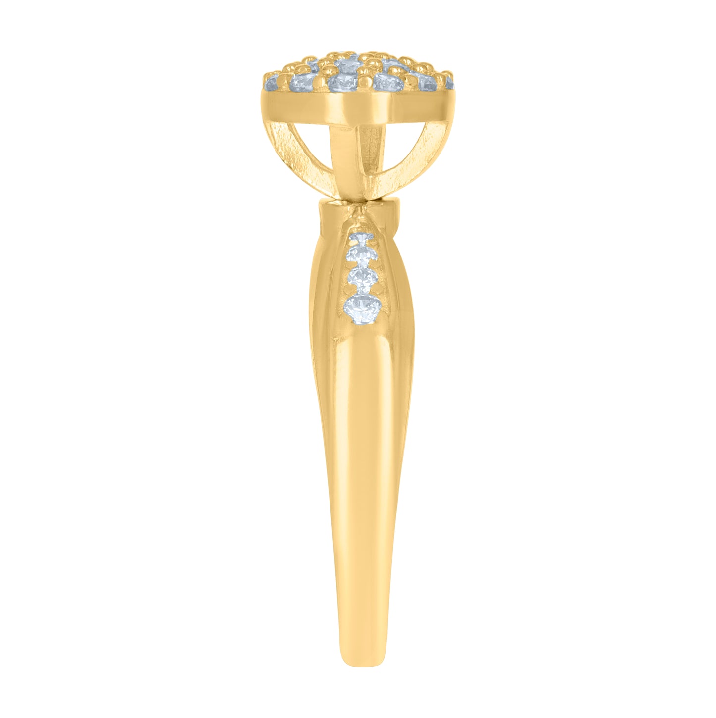 10K Yellow Gold Womens Cubic-Zirconia Cluster Fashion Ring