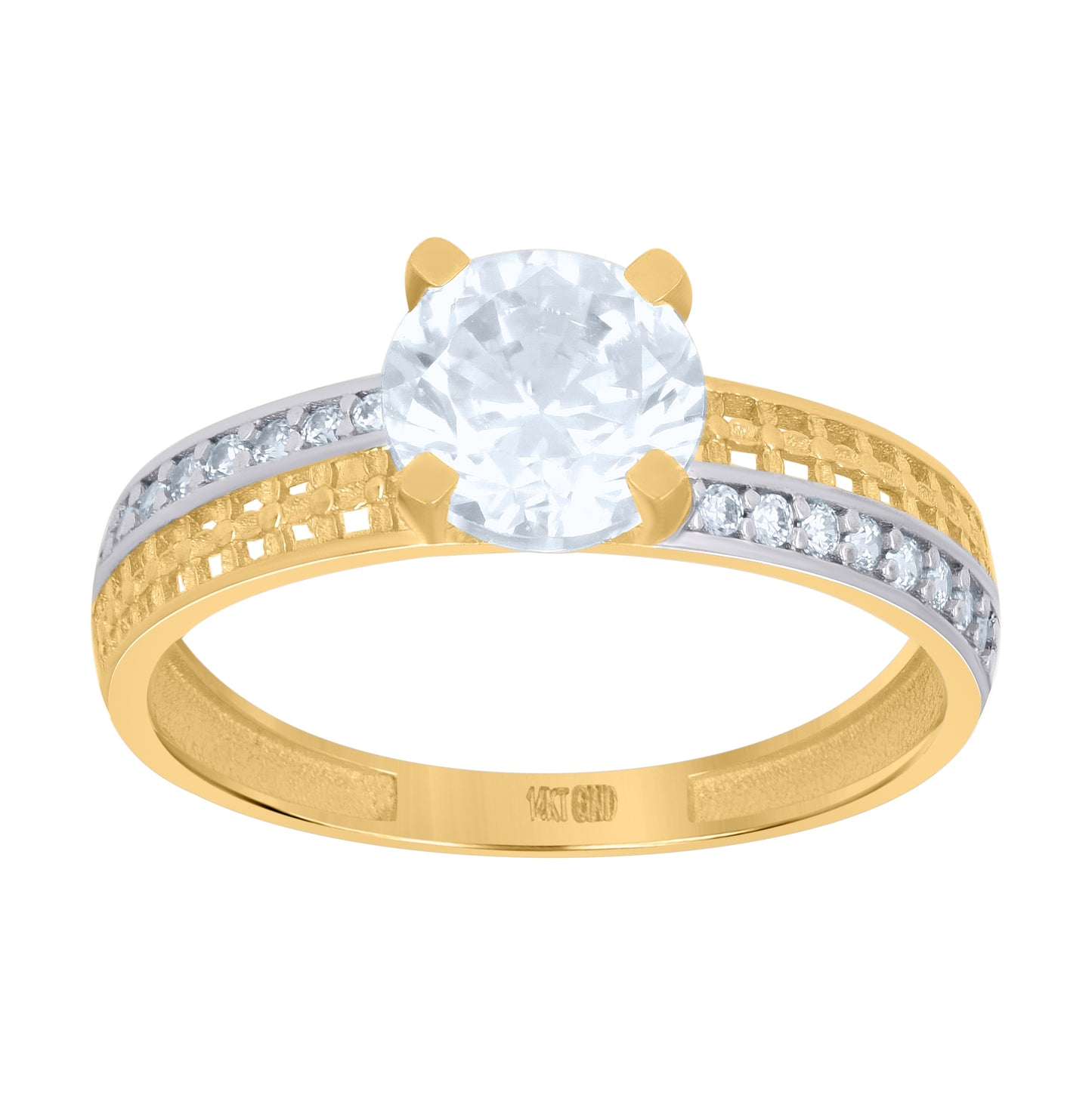 14K Two-tone Gold Womens Cubic-Zirconia Duo Bridal Ring Set