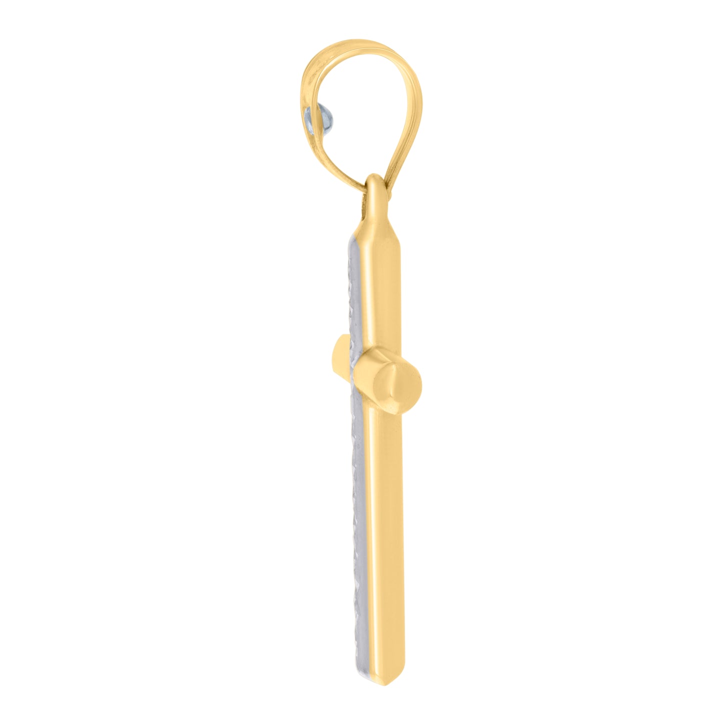 14K Two-tone Gold Mens Cross Religious Charm Pendant