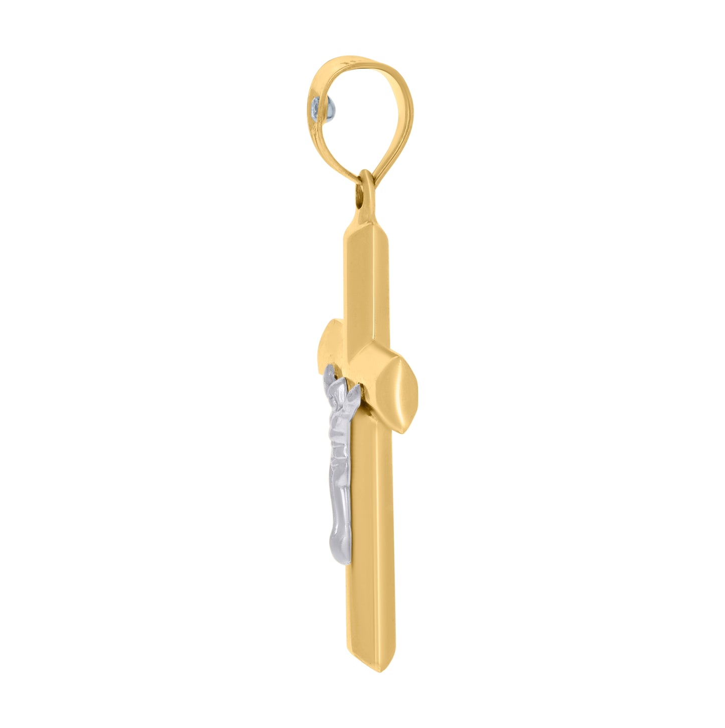 14K Two-tone Gold Unisex Crucifix Cross Religious Charm Pendant