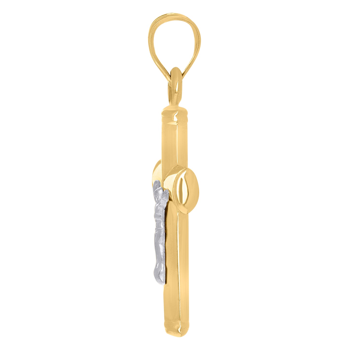 14K Two-tone Gold Mens Crucifix Cross Religious Charm Pendant