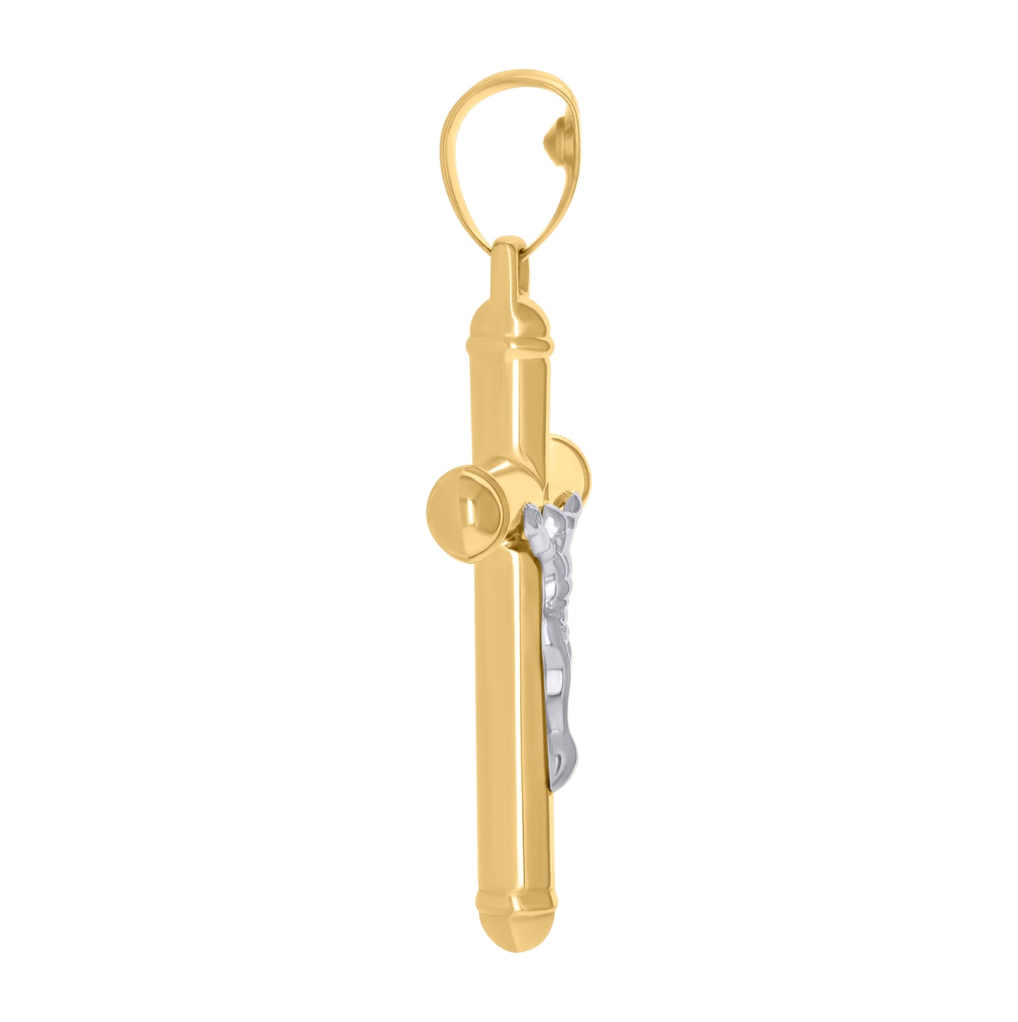 14K Two-tone Gold Mens Crucifix Cross Religious Charm Pendant