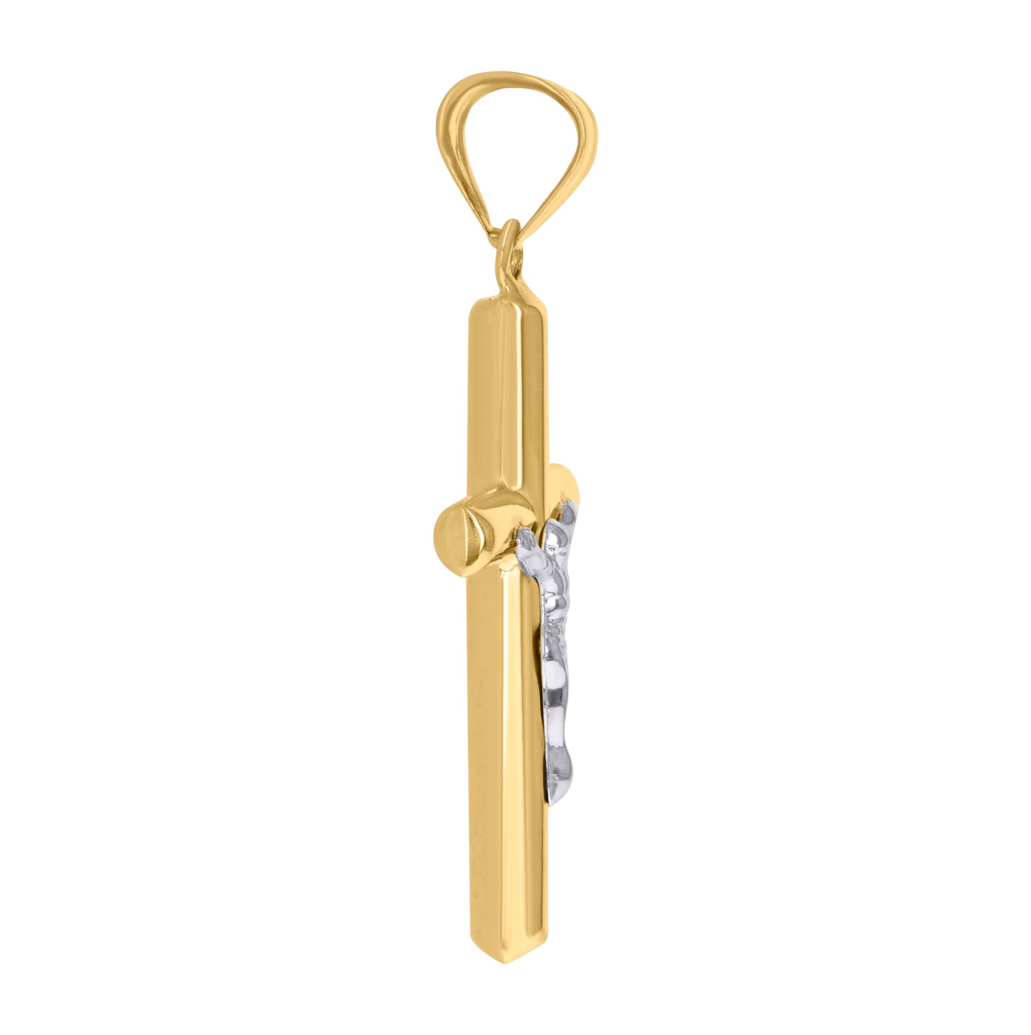 14K Two-tone Gold Mens Crucifix Cross Religious Charm Pendant