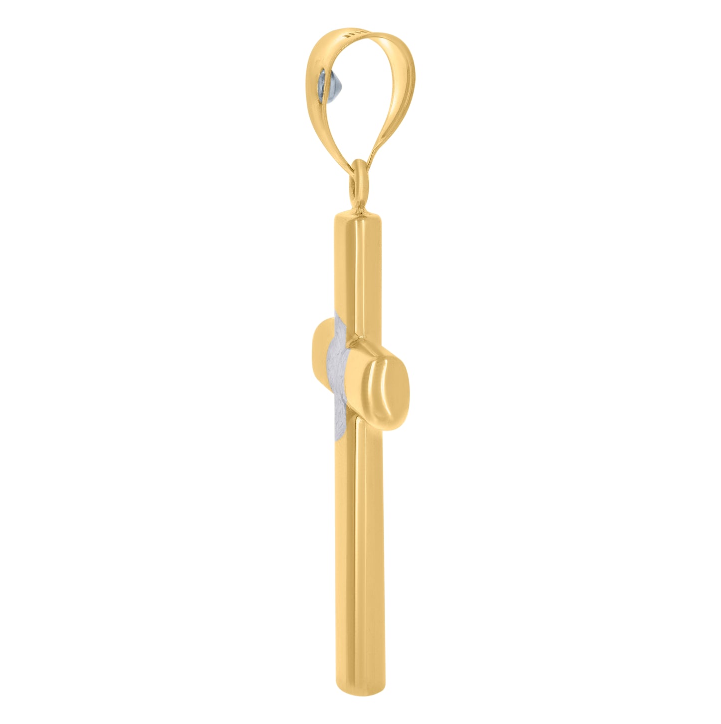 14K Two-Tone Gold Mens Cross Religious Charm Pendant
