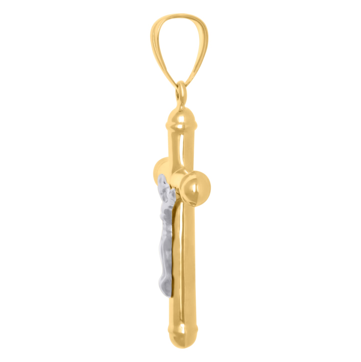 14K Two-tone Gold Mens Crucifix Cross Religious Charm Pendant