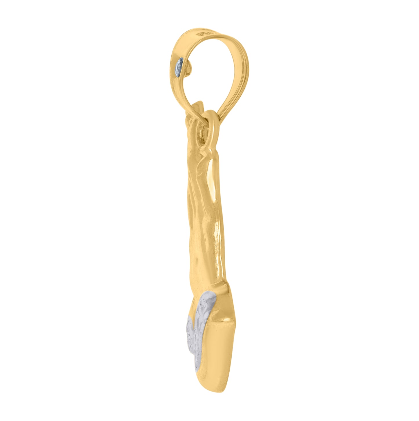 14K Two-tone Gold Unisex Praying Hands Symbols Religious Charm Pendant