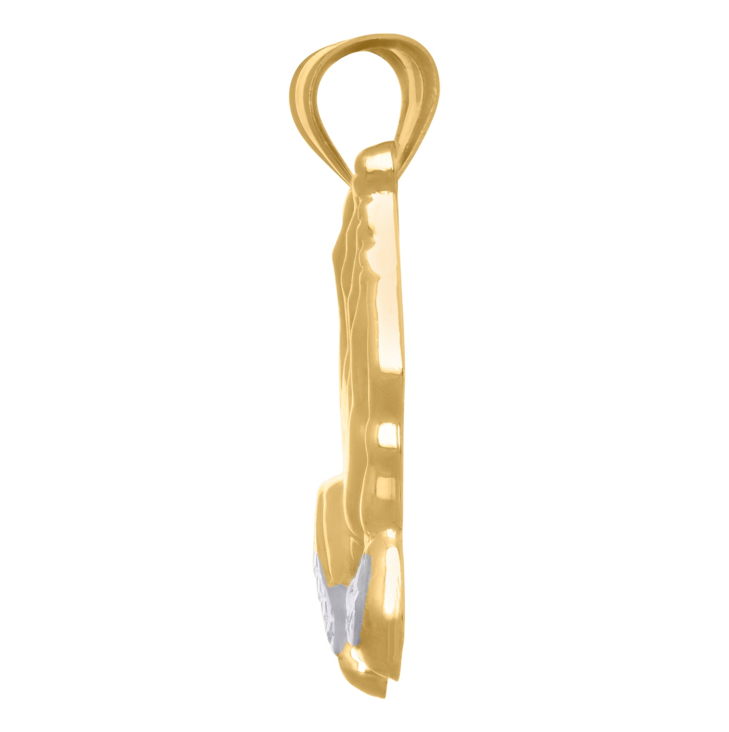 14K Two-tone Gold Mens Praying Hands Symbol Religious Charm Pendant