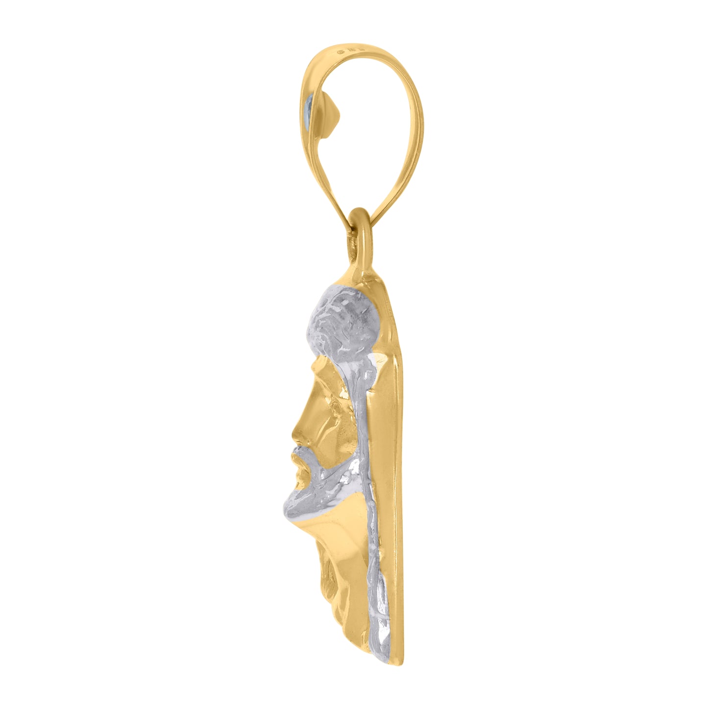 14K Two-tone Gold Mens Jesus Religious Charm Pendant
