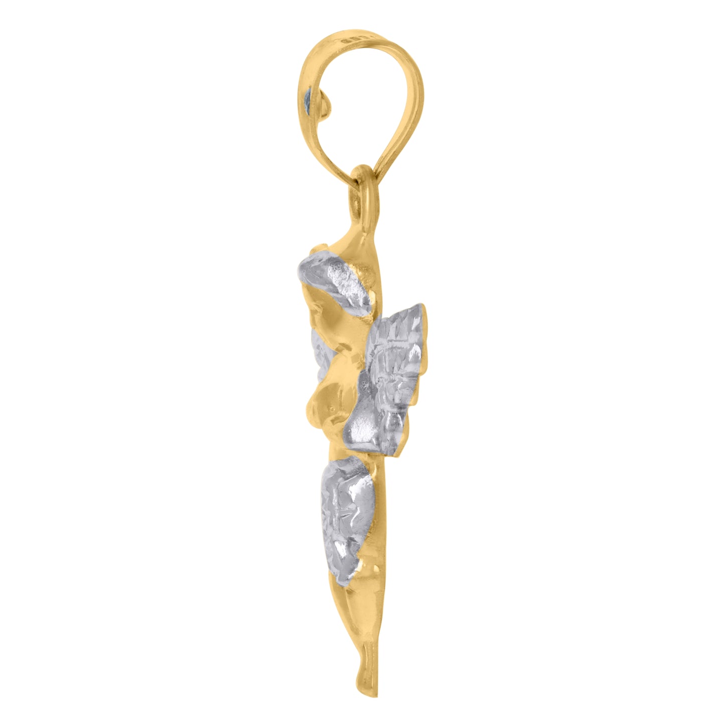 14K Two-Tone Gold Mens Angel Religious Charm Pendant