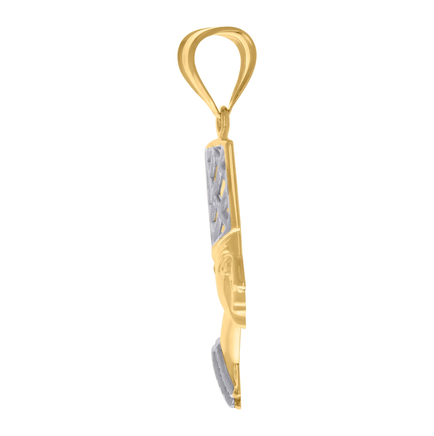 14K Two-tone Gold Mens Nefertiti Egyptian Charm Pendant