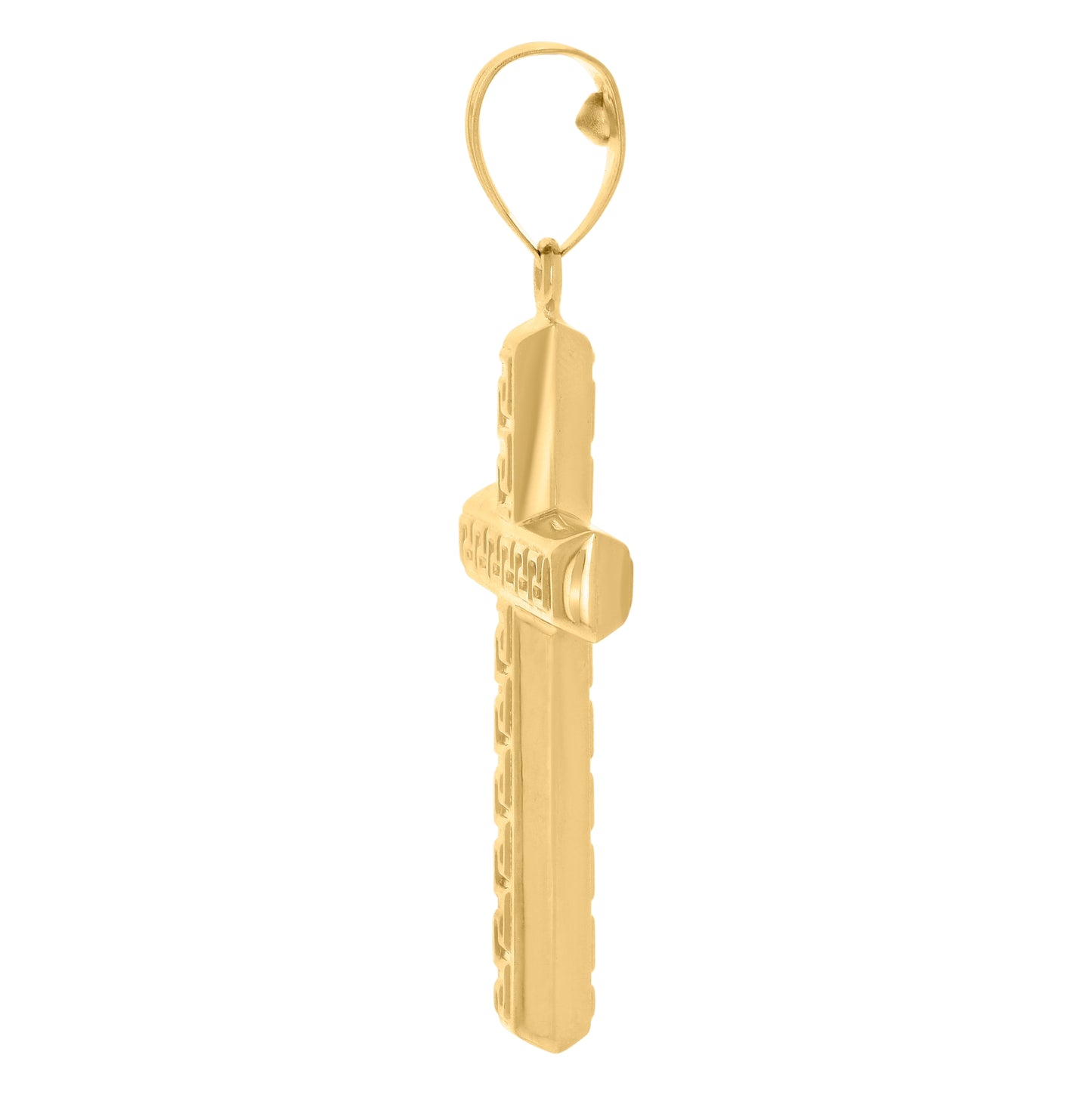 14K Two-tone Gold Unisex Greek Key Cross Religious Charm Pendant