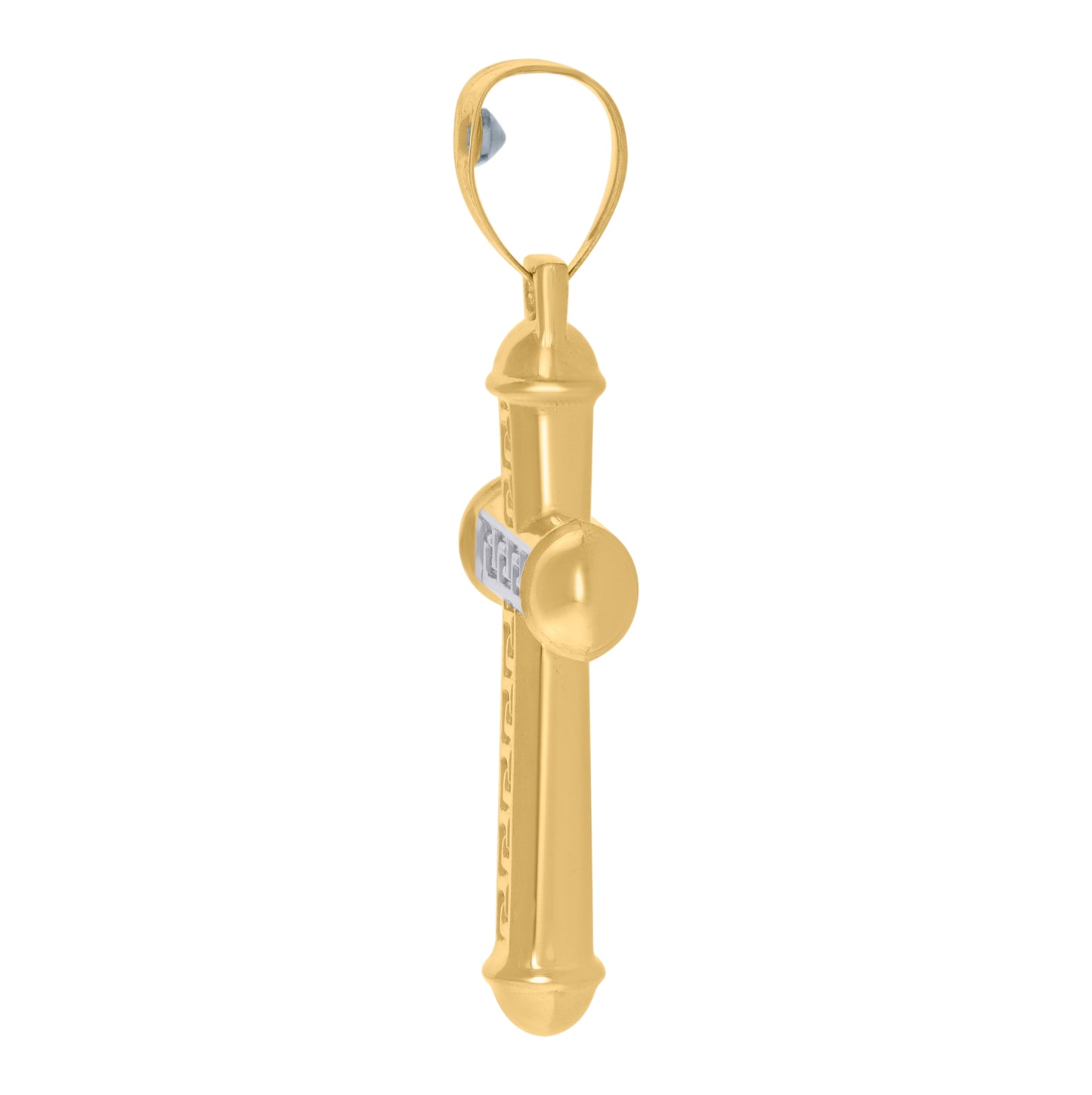 14K Two-Tone Gold Mens Greek Key Cross Religious Charm Pendant