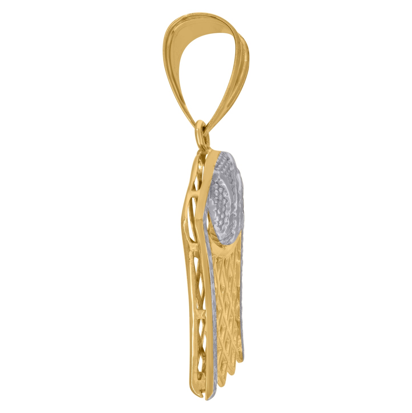 14K Two-tone Gold Mens Basket Ball Sports Charm Pendant