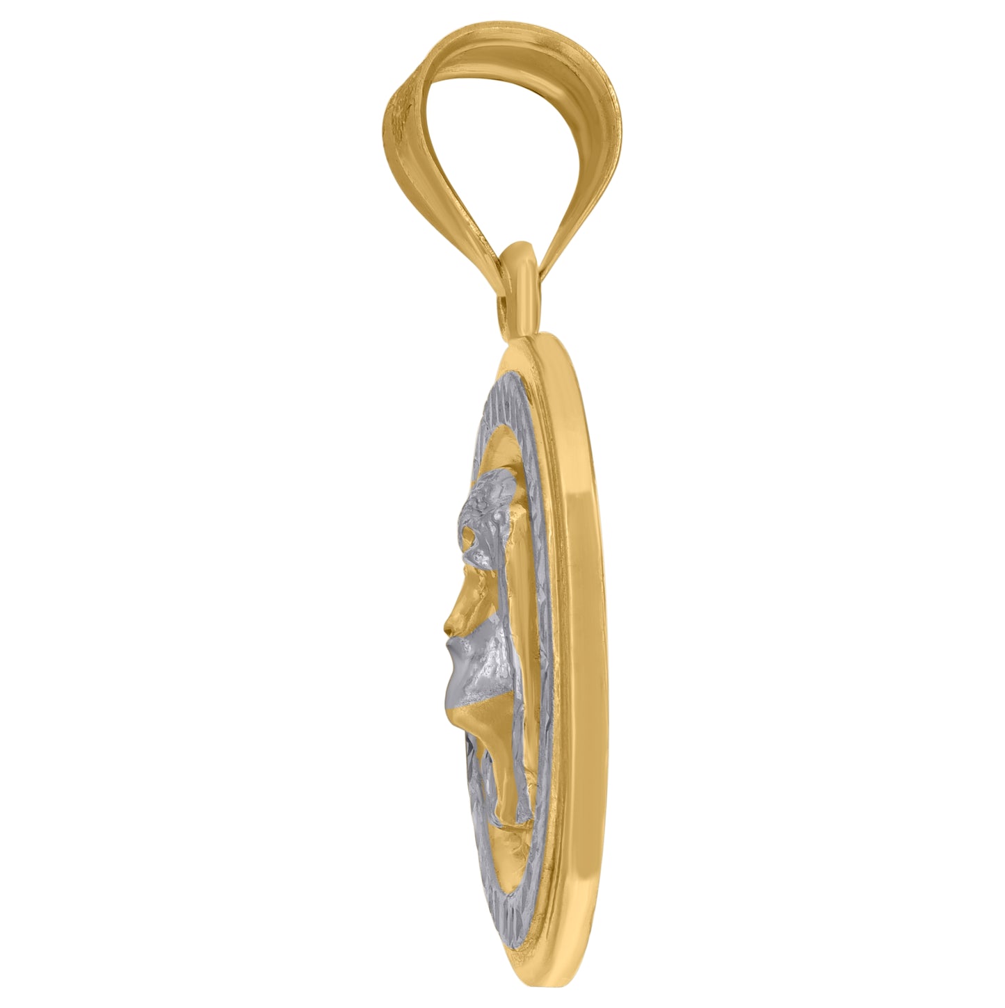 14K Two-tone Gold Mens Medallion Jesus Religious Charm Pendant