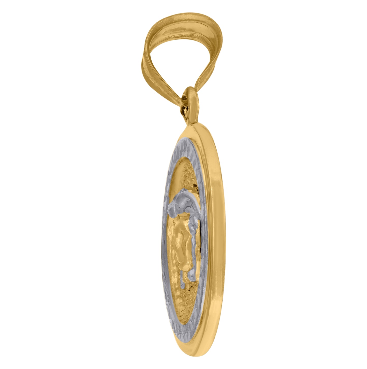 14K Two-Tone Gold Mens Medusa Egyptian Fashion Charm Pendant