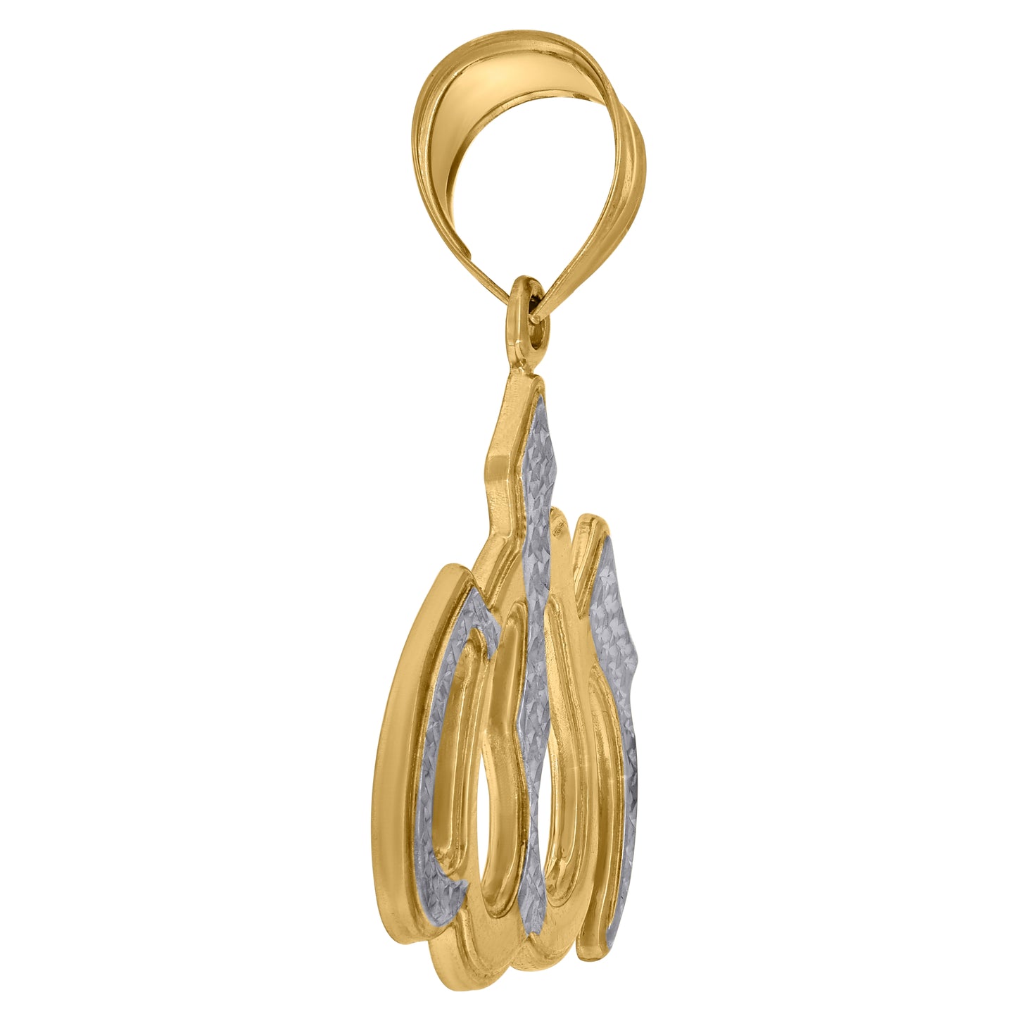14K Two-tone Gold Mens ALLAH Symbol Religious Charm Pendant