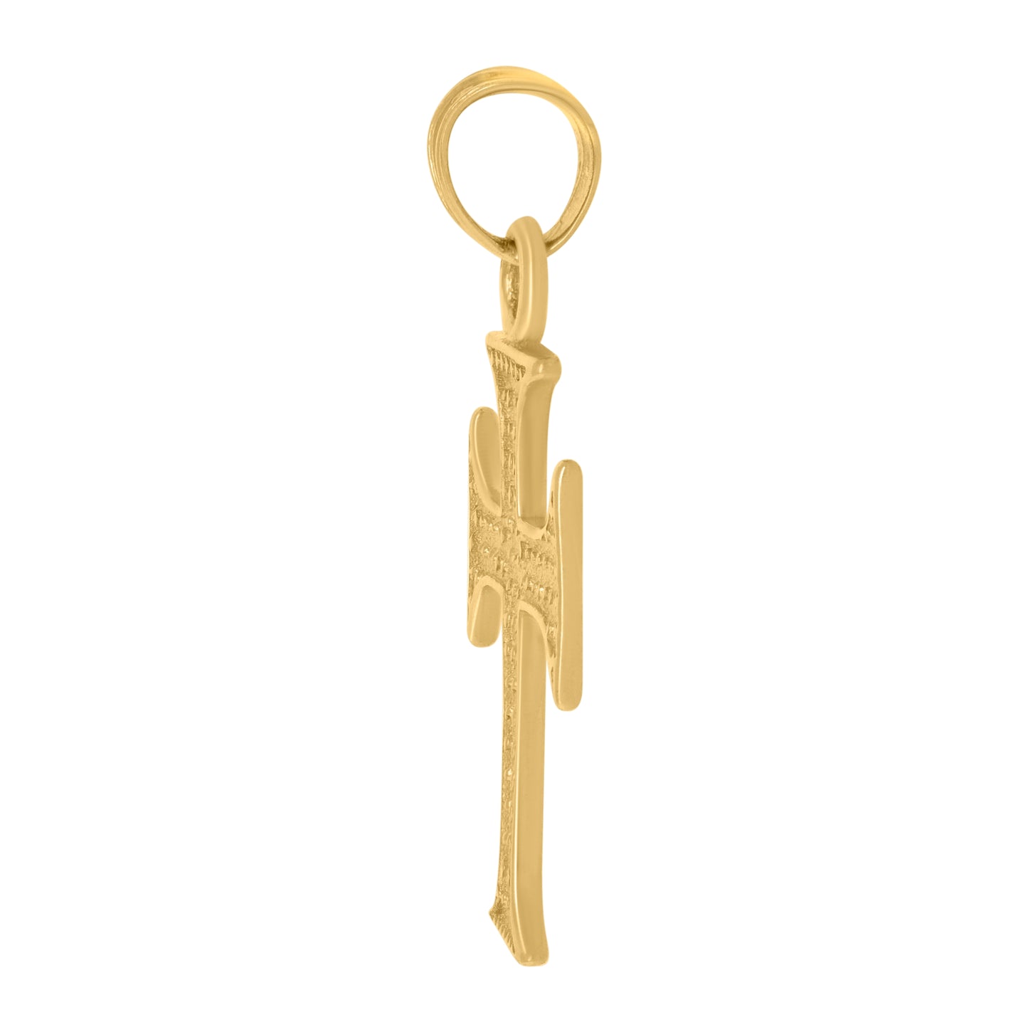 10K Yellow Gold Mens Cross Religious Charm Pendant