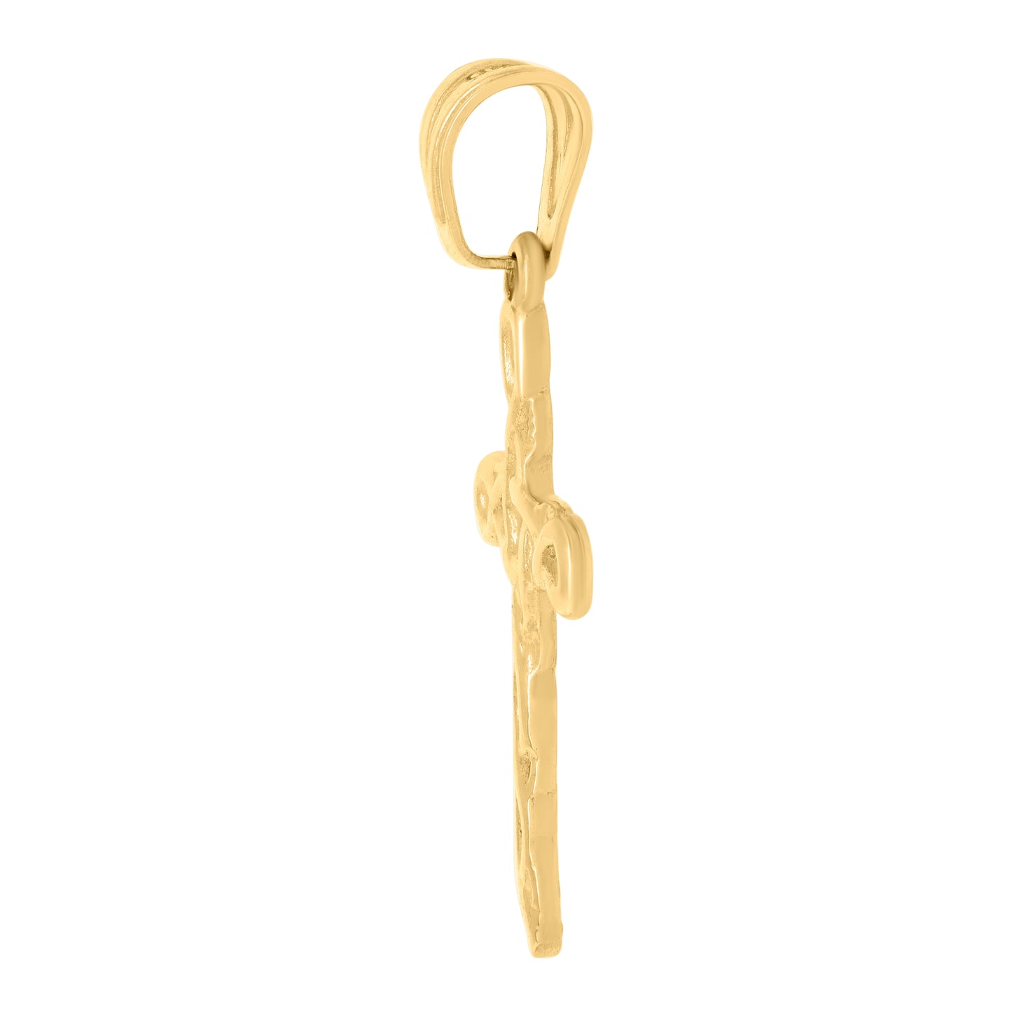 14K Yellow Gold Mens Cross Religious Charm Pendant
