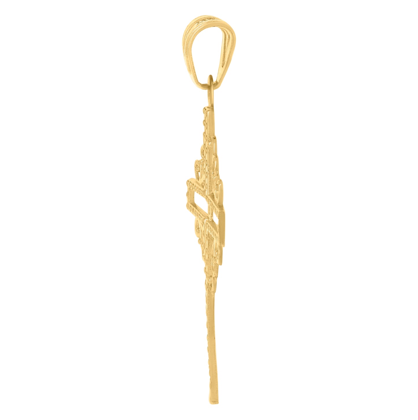 14K Yellow Gold Mens Cross Religious Charm Pendant