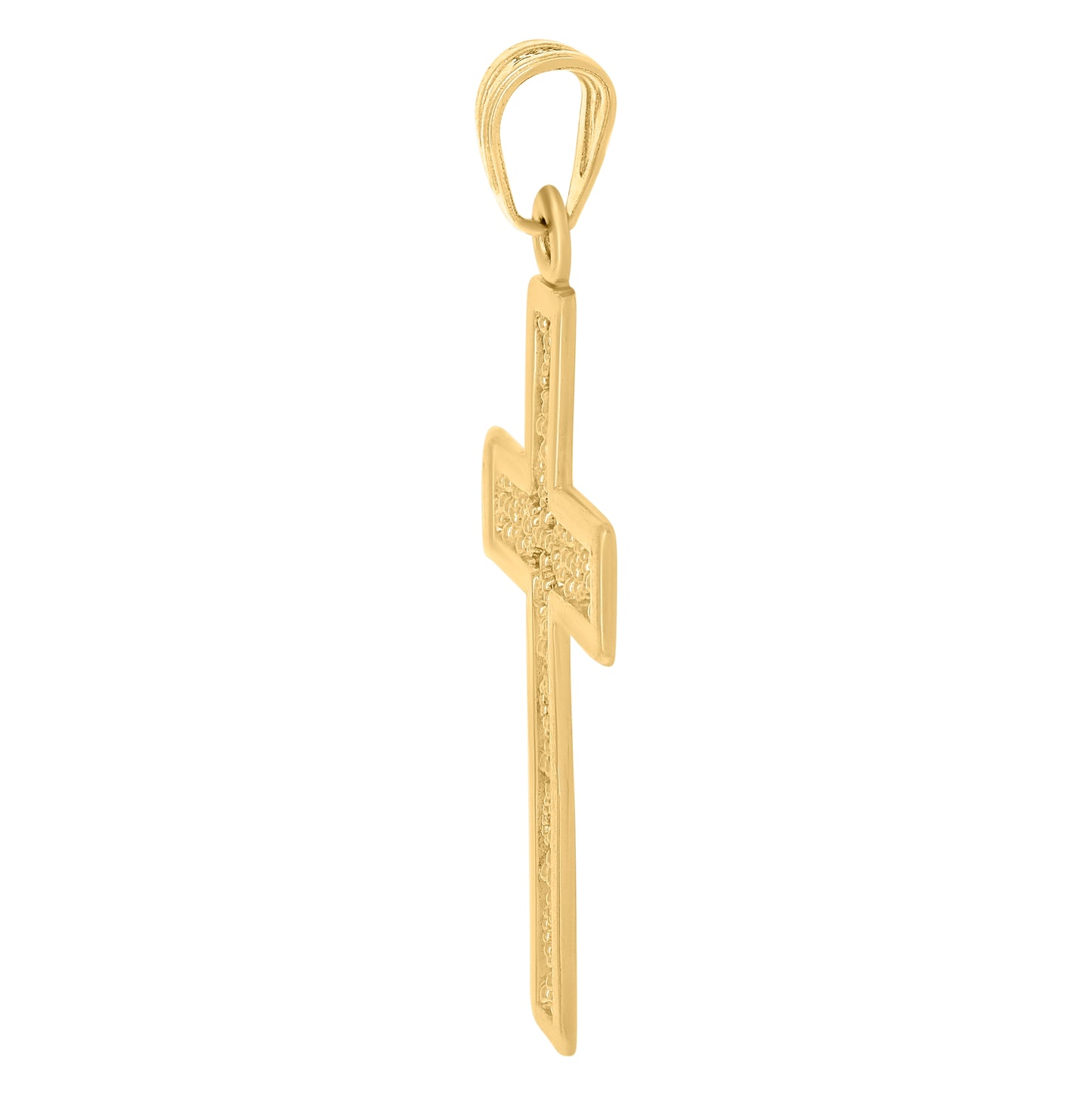 14K Yellow Gold Mens Cross Religious Charm Pendant