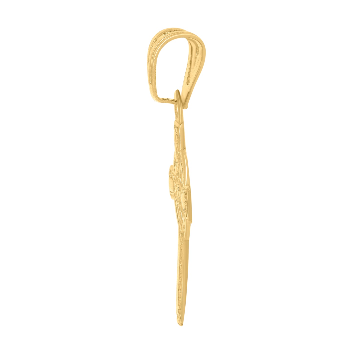 14K Yellow Gold Mens Cross Religious Charm Pendant