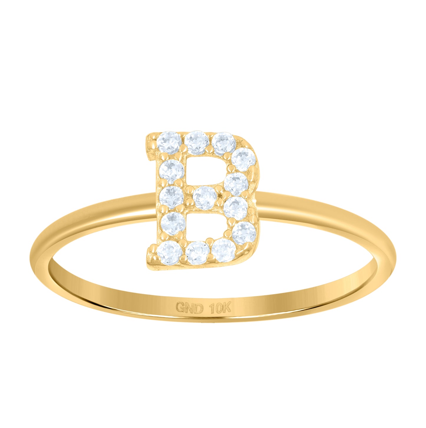 10K Yellow Gold Womens Cubic Zirconia Initial Alphabet Bridal Anniversary Engagement Wedding Ring